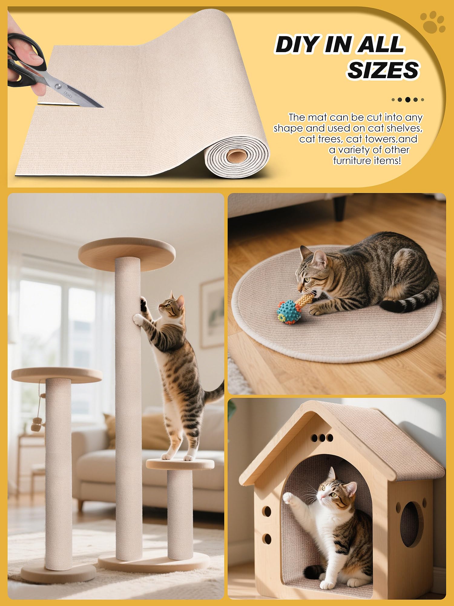 Minyii material duradero rasca-gato beige protege muebles sin perder confort para la pata.
