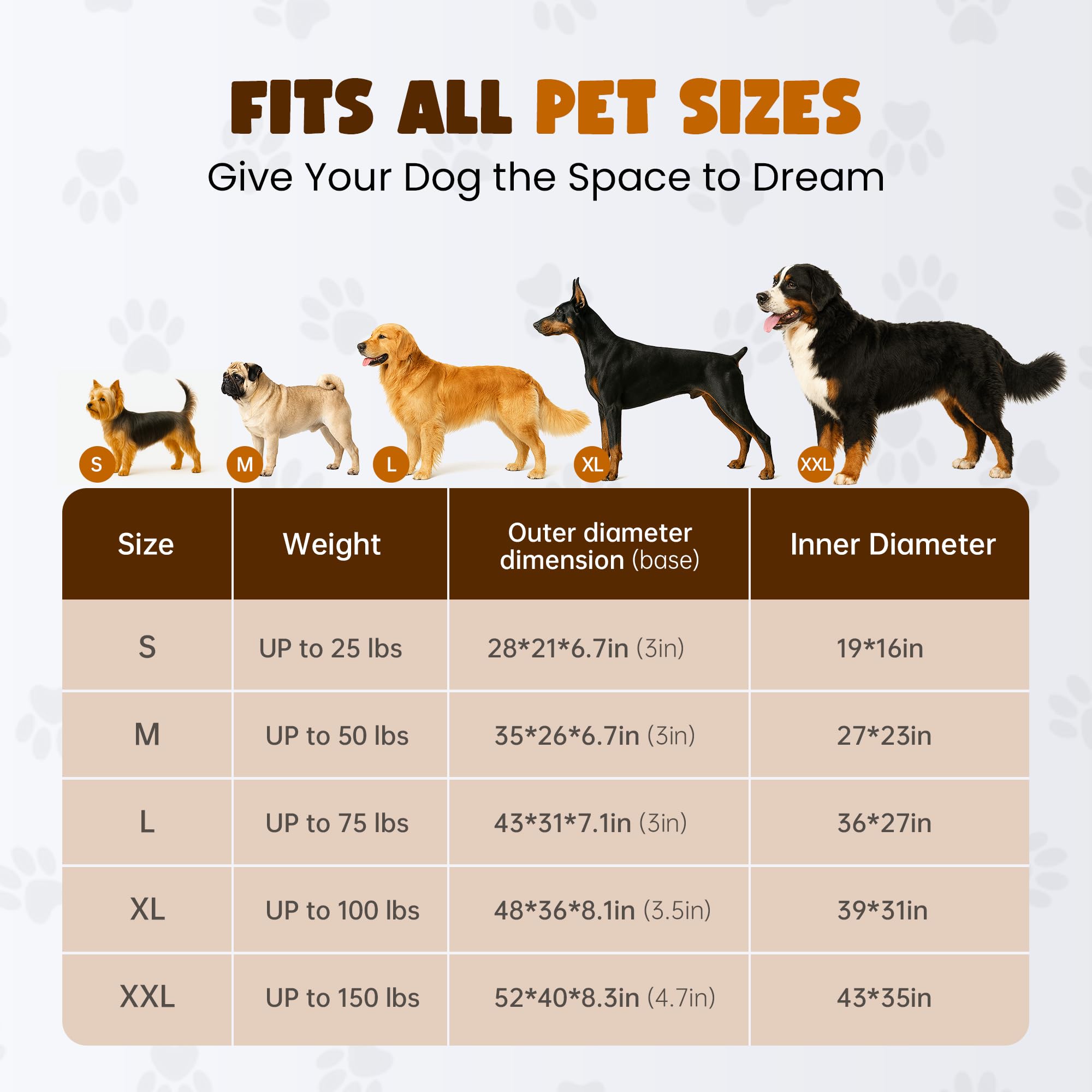 Cama Miorun con forma ovalada que abraza al perro