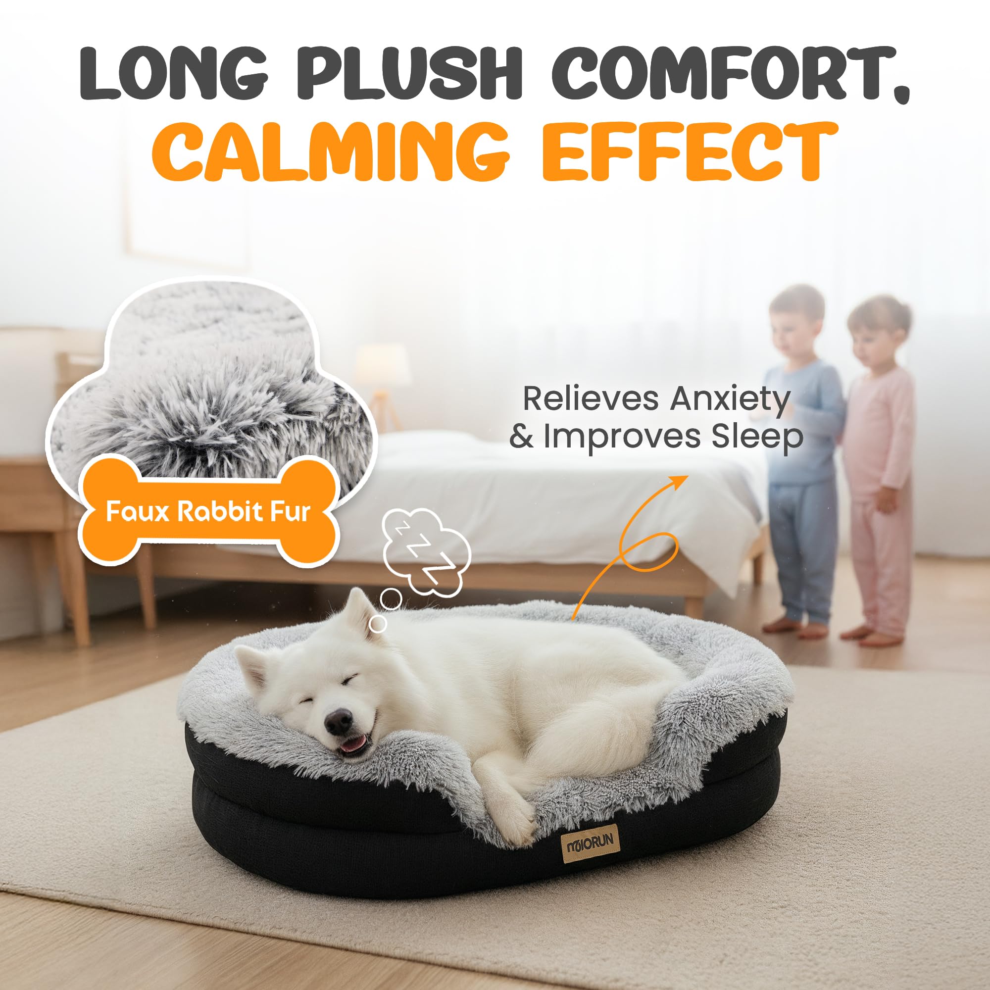 Miorun cama ortopédica grande con bolster curvo para cuello y descanso.