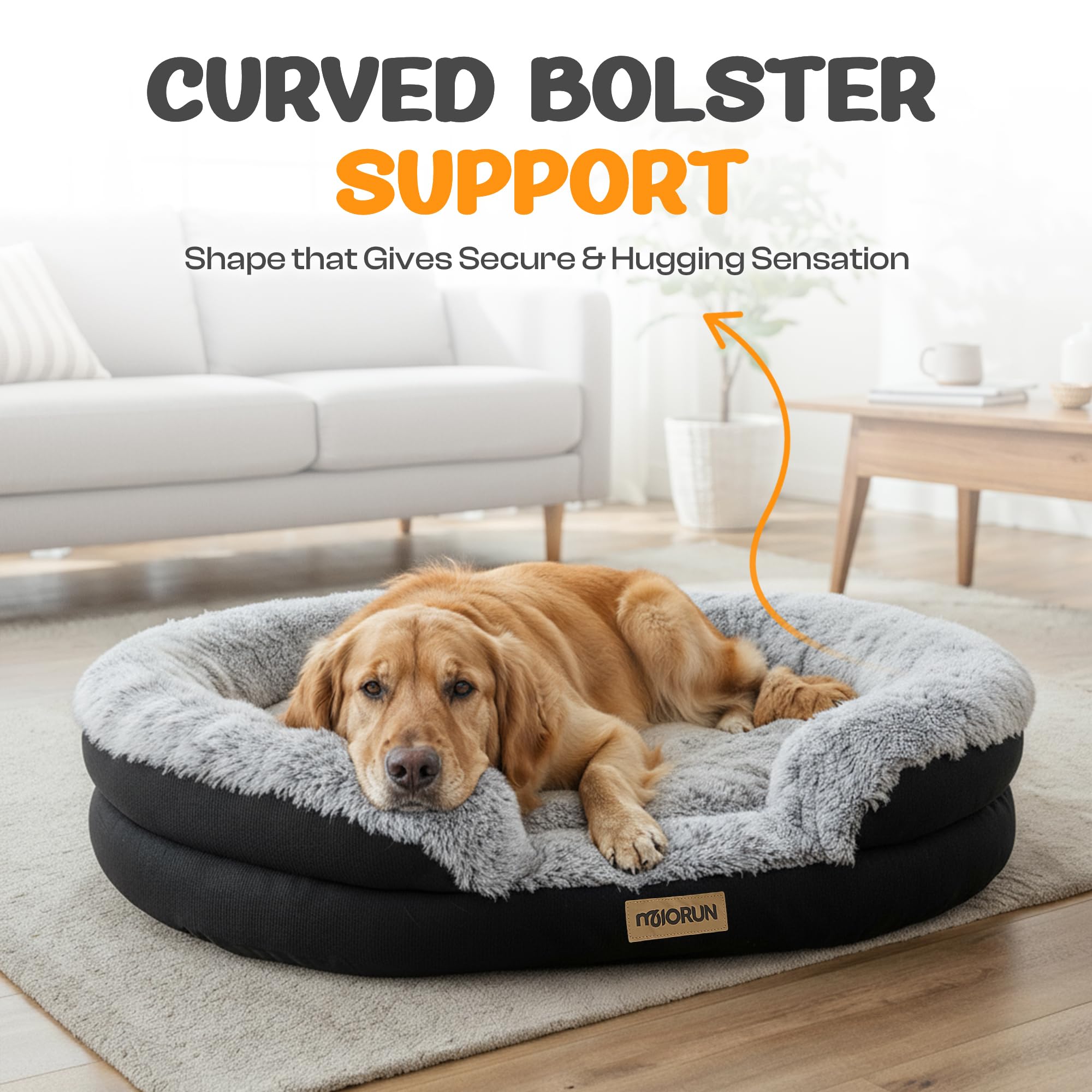 Miorun cama ortopédica grande tejido bouclé diseño moderno y duradero.