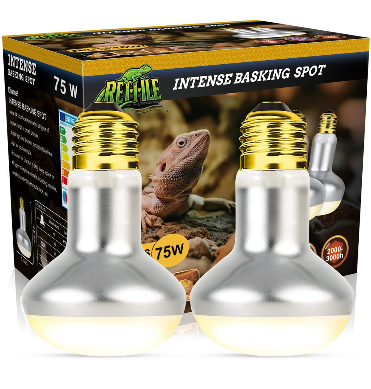 MISDOOD lámparas-calor-reptiles-75w-pack-2 para calor estable en terrario.