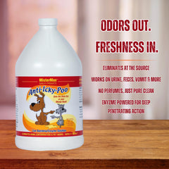 Mister Max Anti Icky Poo, contenedor 1 galón original, limpieza eficaz de manchas y olores.