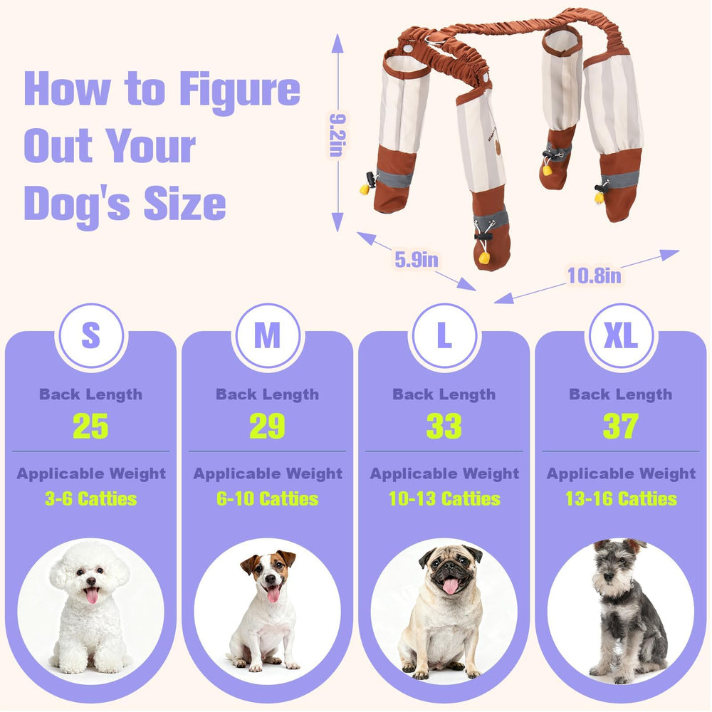 Botas Mity rain con tirantes de ajuste en la espalda para perros activos.
