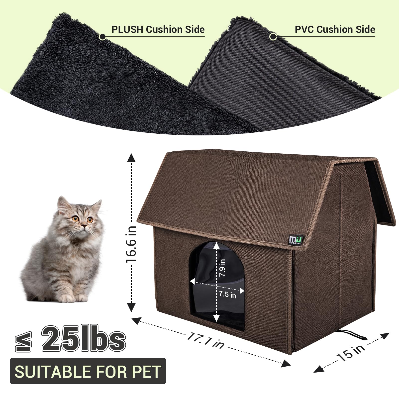 MIU COLOR cama para gatos acolchada para mayor confort.