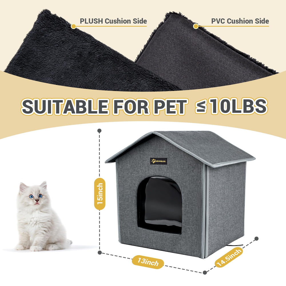 MIU COLOR casa-gato-exterior-lino-sintetico-pvc, diseño impermeable para exterior.