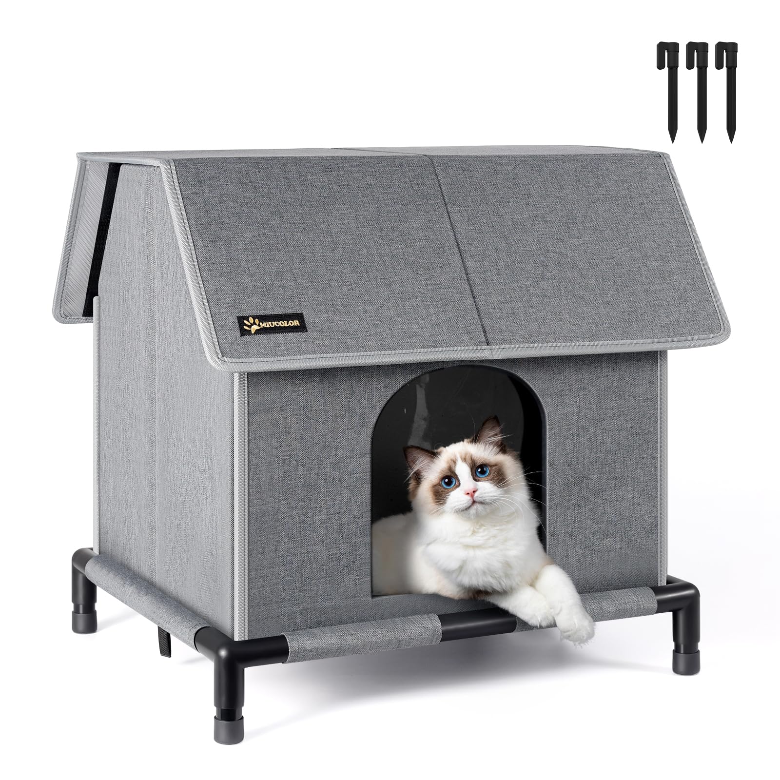 Refugio cálido MIU COLOR para gatos al aire libre con aislamiento.