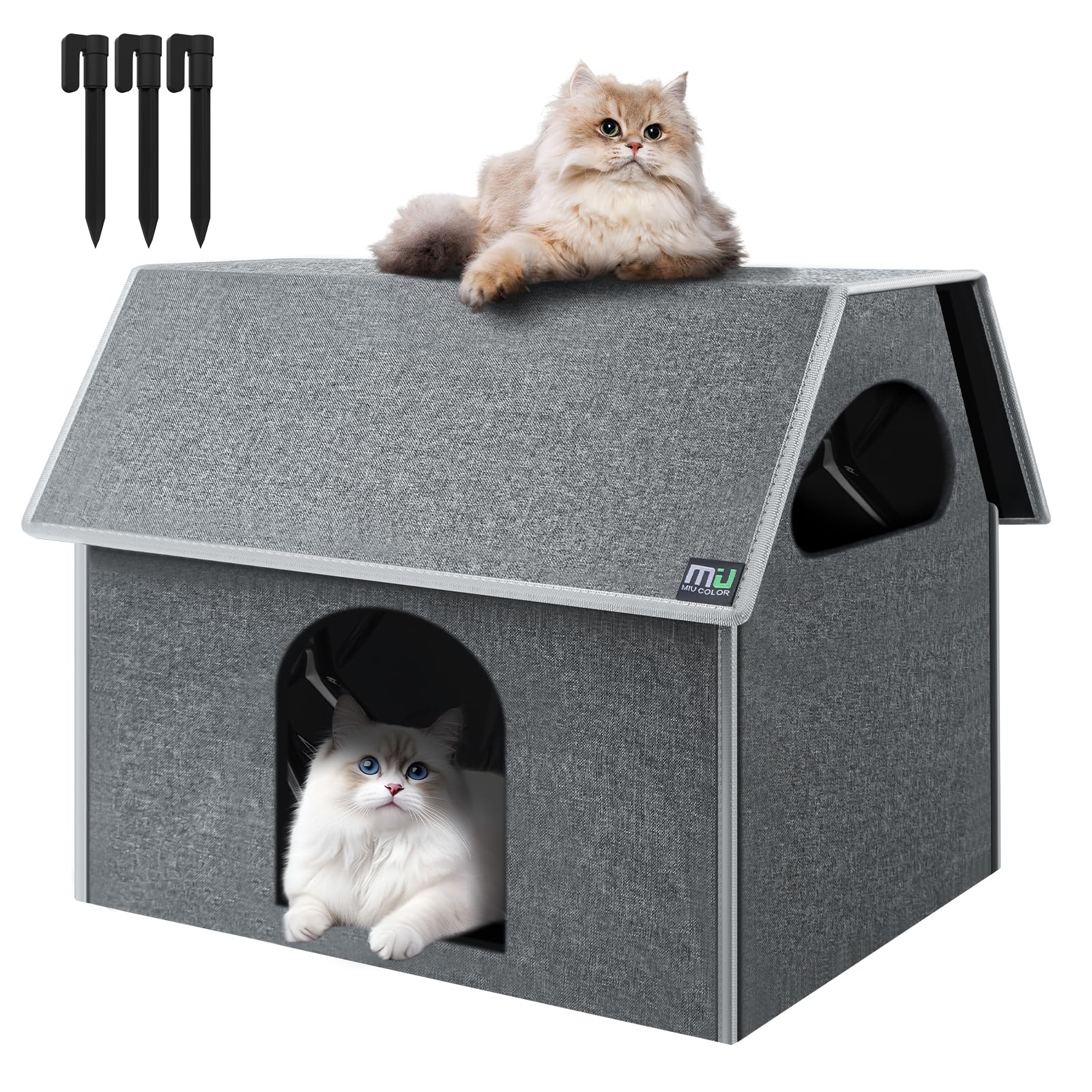 MIU COLOR casa exterior para gatos grande, refugio cómodo al aire libre.