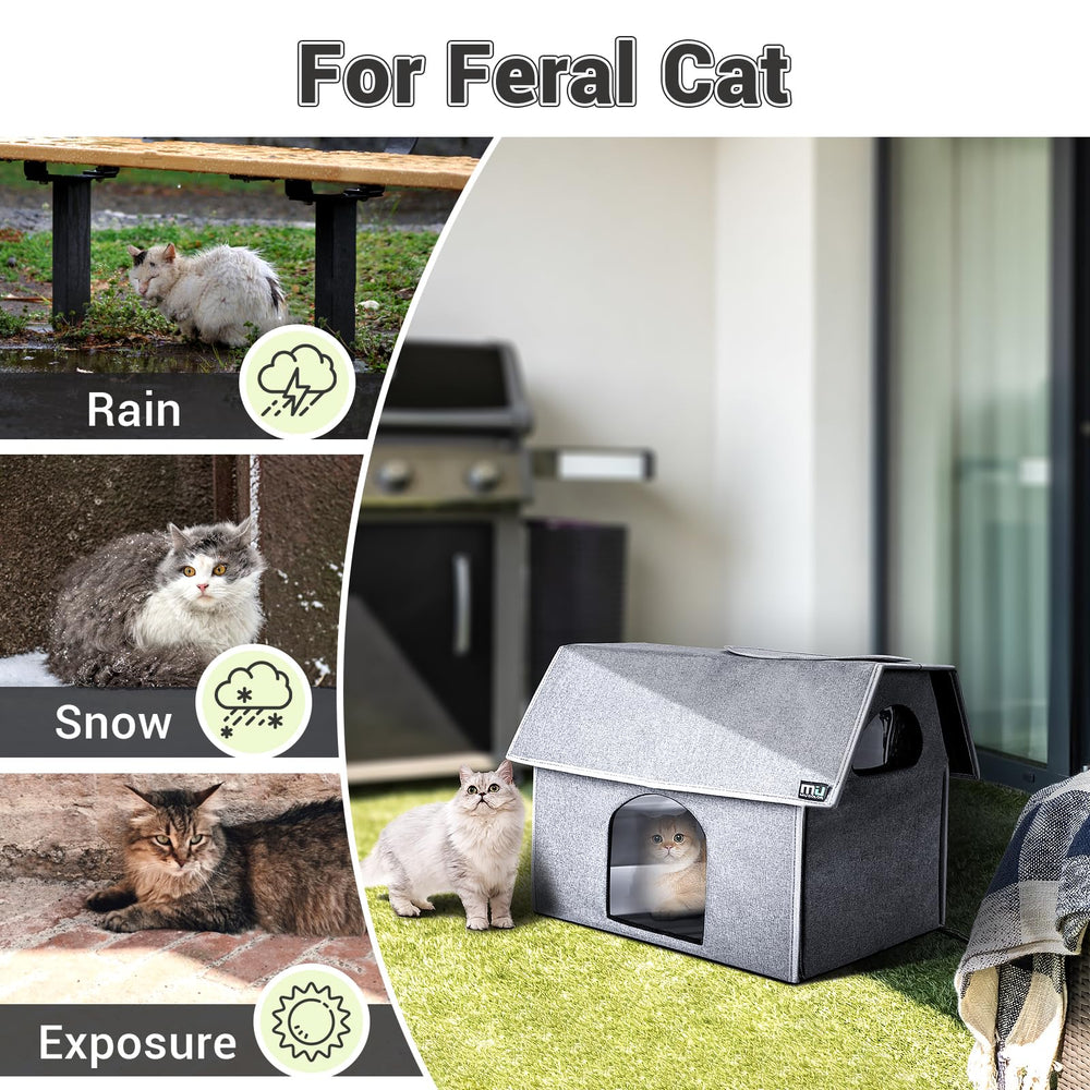 MIU COLOR refugio para gatos con diseño impermeable que protege de lluvia y viento.