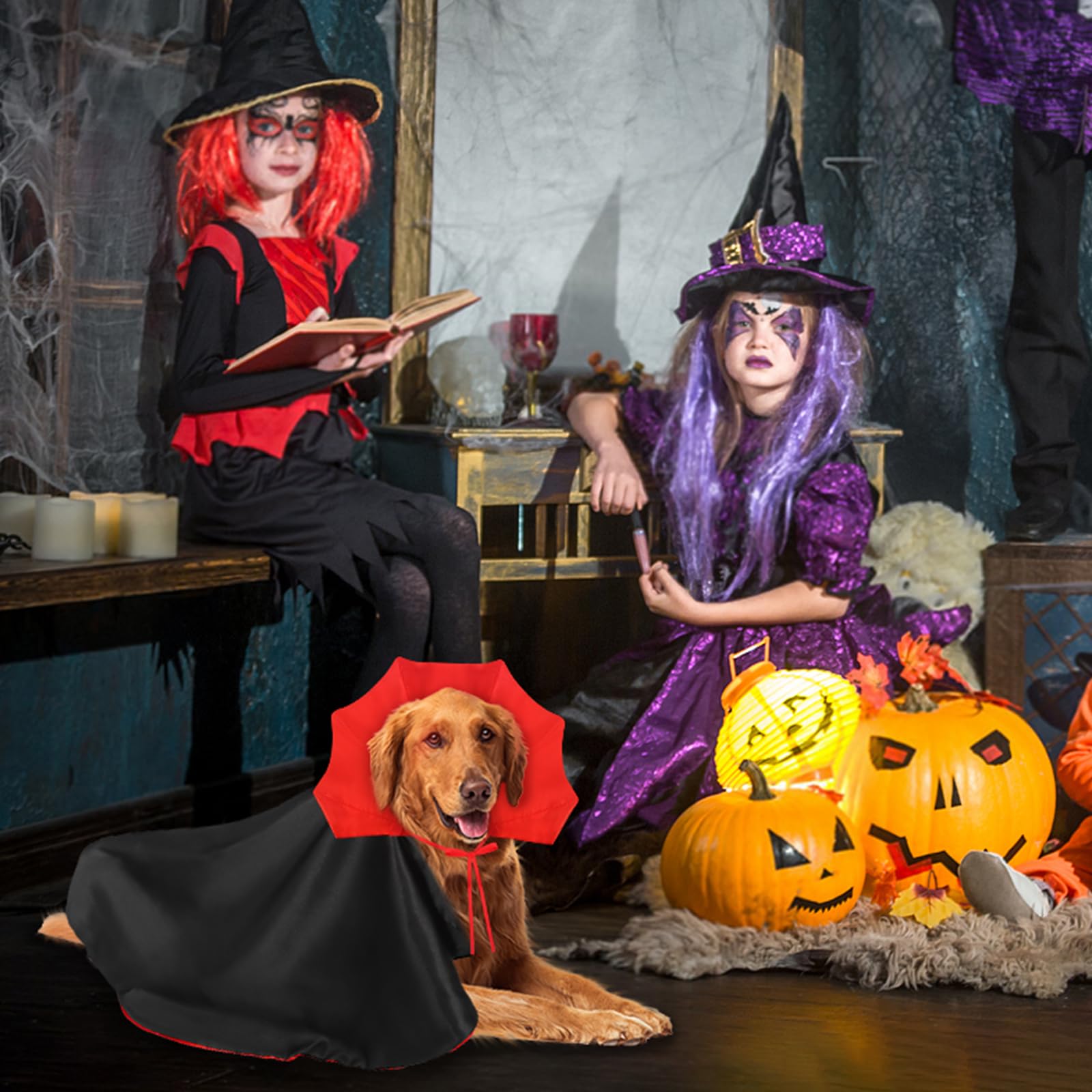 Miucat disfraz vampiro para perros, tejido de poliéster suave y fácil de mantener.