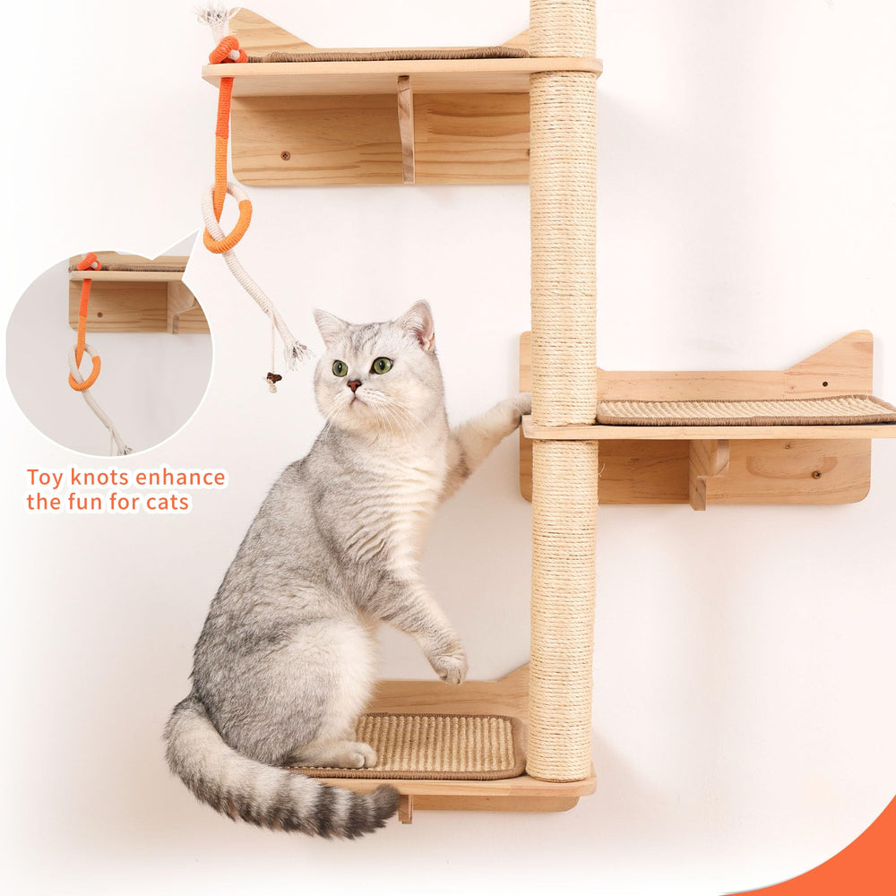 MIUZMORE Estilo Moderno: mueble muro para multi-gatos con barreras protectoras