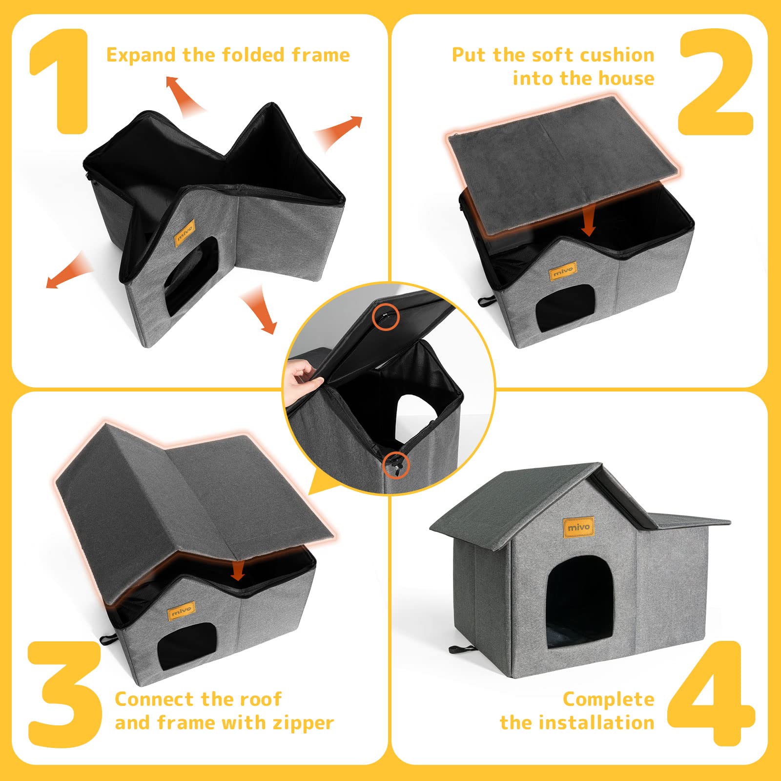 Mivo cama para gato plegable, fácil de guardar
