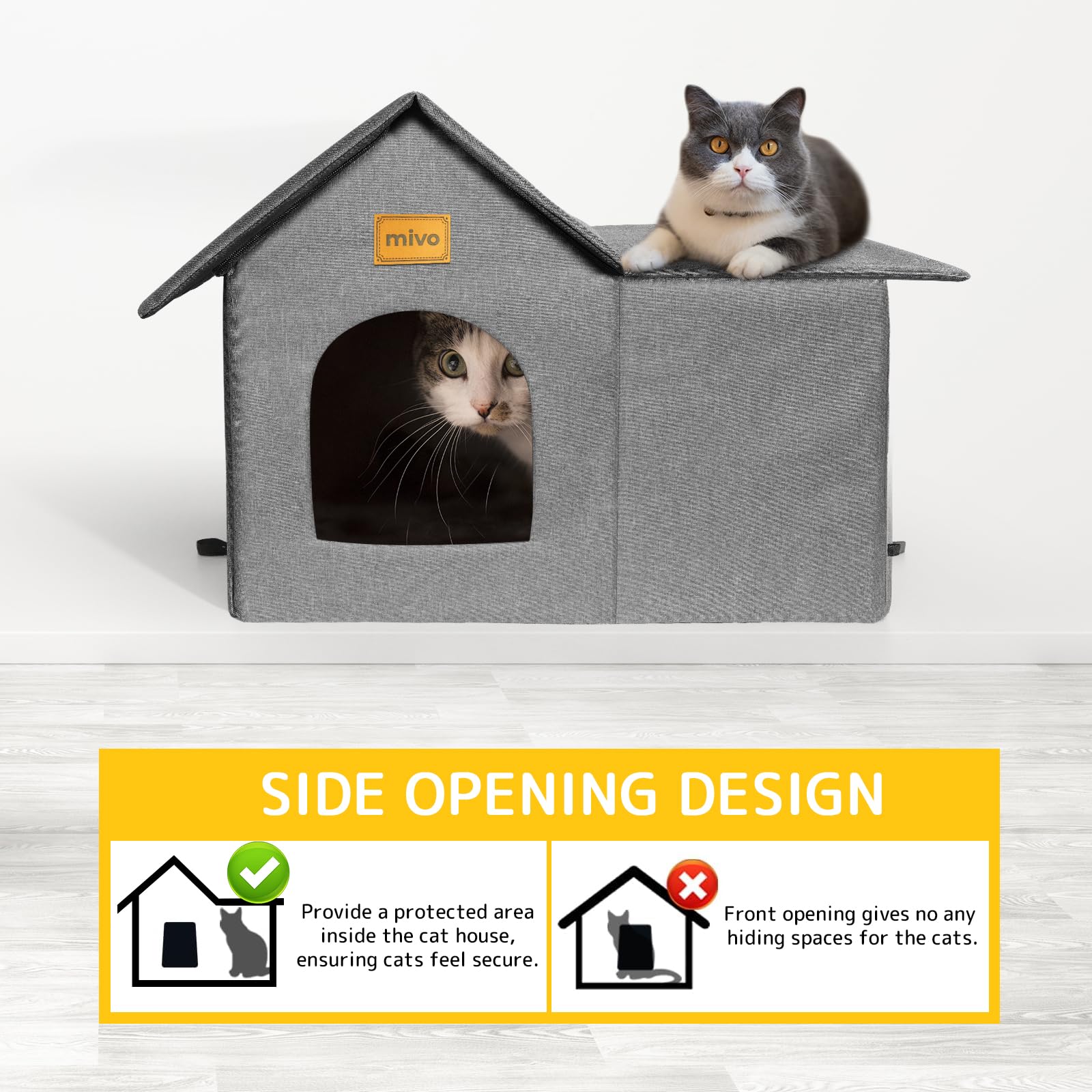 Mivo casa gato con estructura de MDF estable para mal tiempo