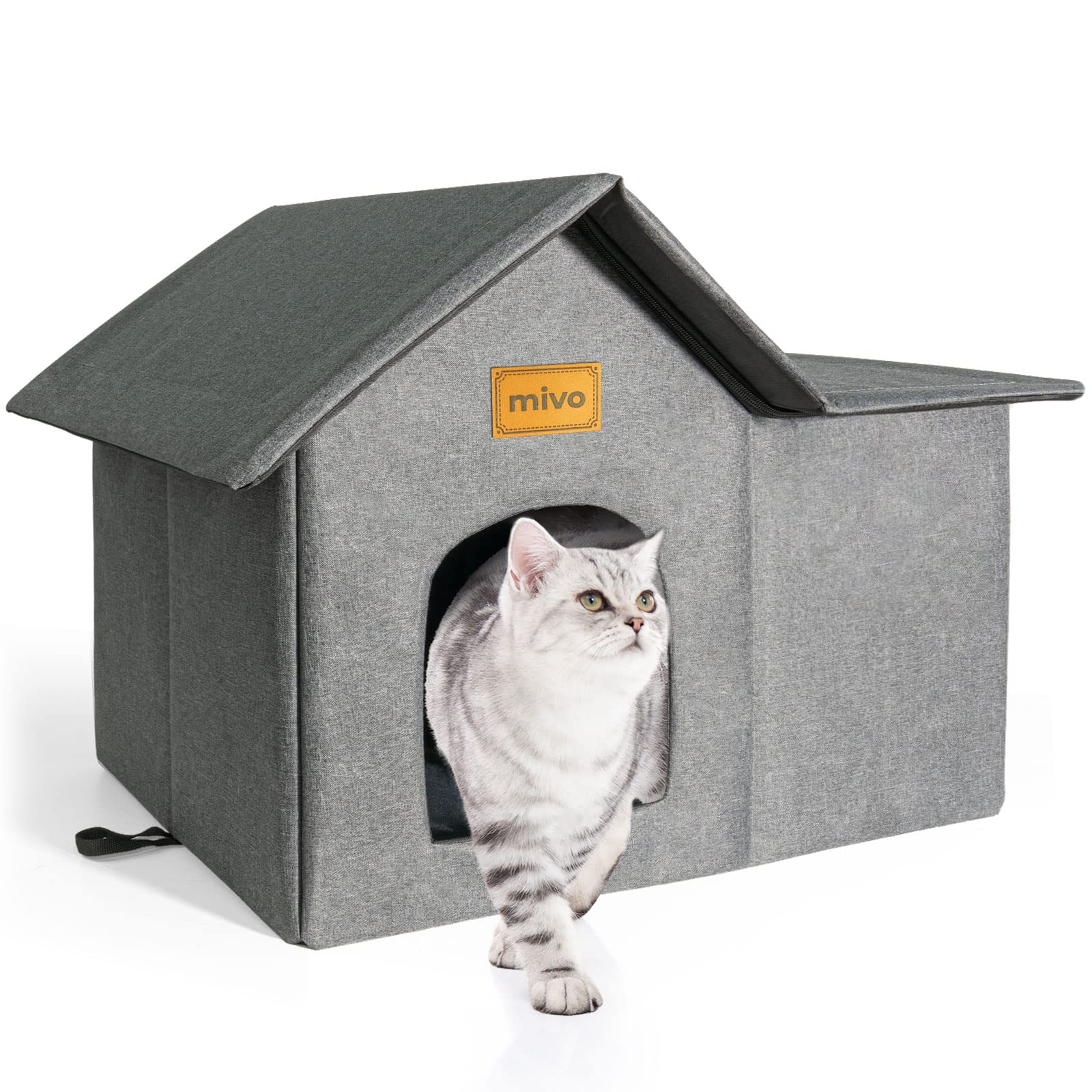 Casa para gato Mivo exterior desmontable, lista para uso interior o exterior.