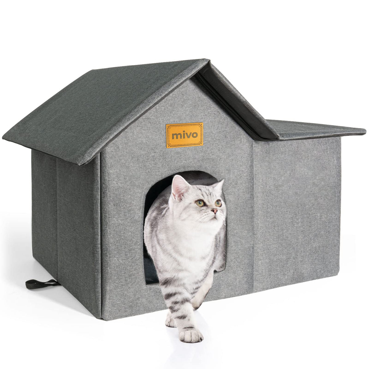 Casa para gato Mivo exterior desmontable, lista para uso interior o exterior.