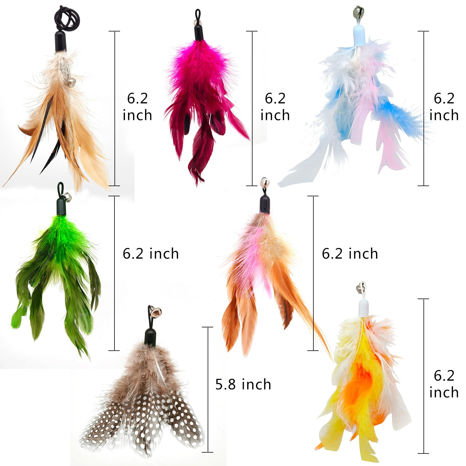Miwoowim repuestos plumas con campanitas para varita, colores vivos atraen y motivan