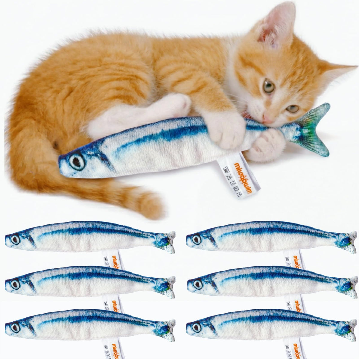 Miwoowim Saury: conjunto de 6 juguetes suaves para gatos.