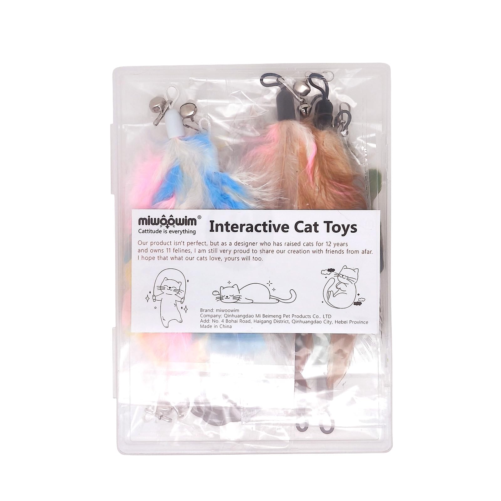 Miwoowim plumas multicolor, diseños atractivos para ejercitar y reforzar la conexión con tu gato