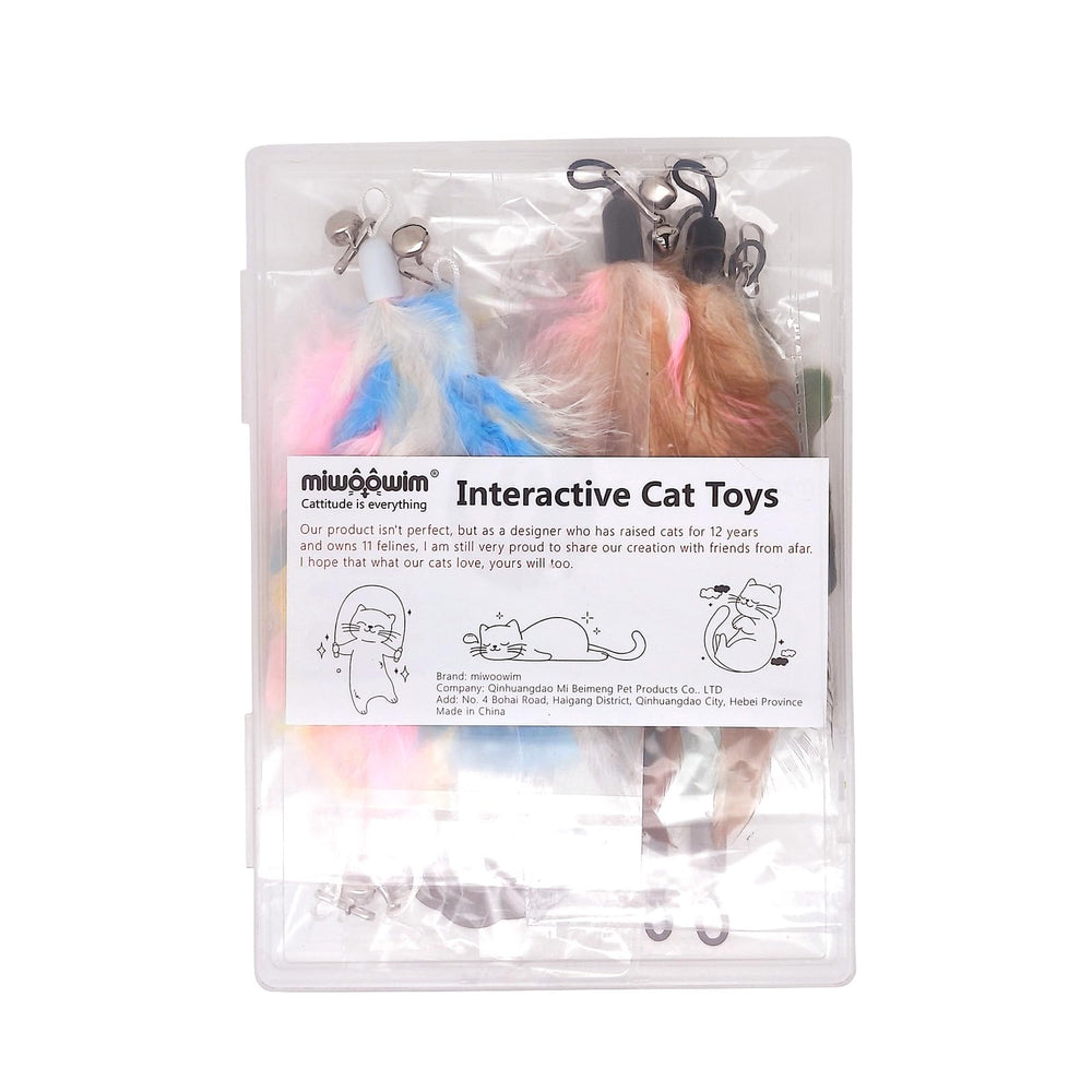 Miwoowim plumas multicolor, diseños atractivos para ejercitar y reforzar la conexión con tu gato