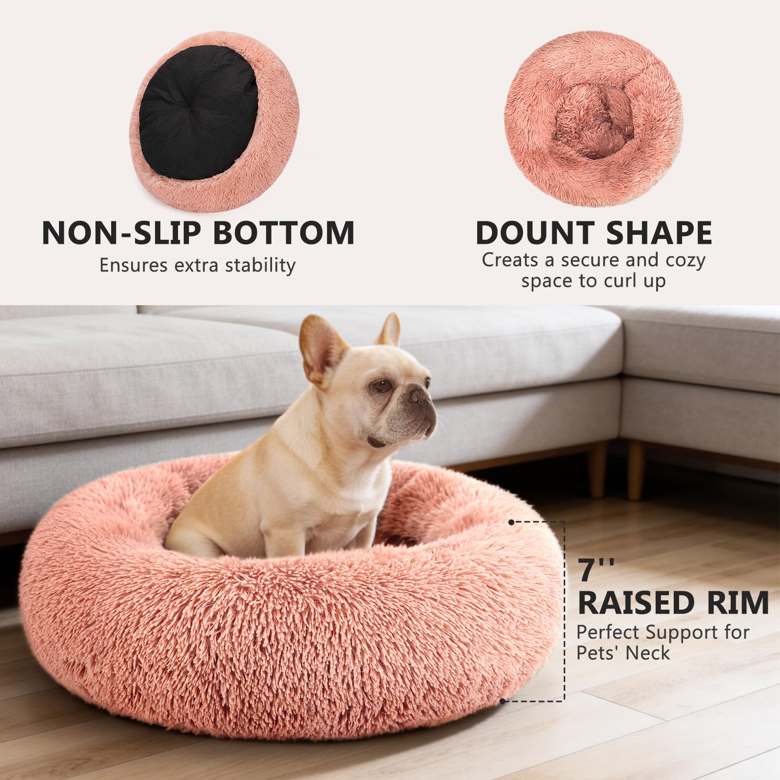 MIXJOY almohadón rosado de 20 pulgadas para perros pequeños y gatos.