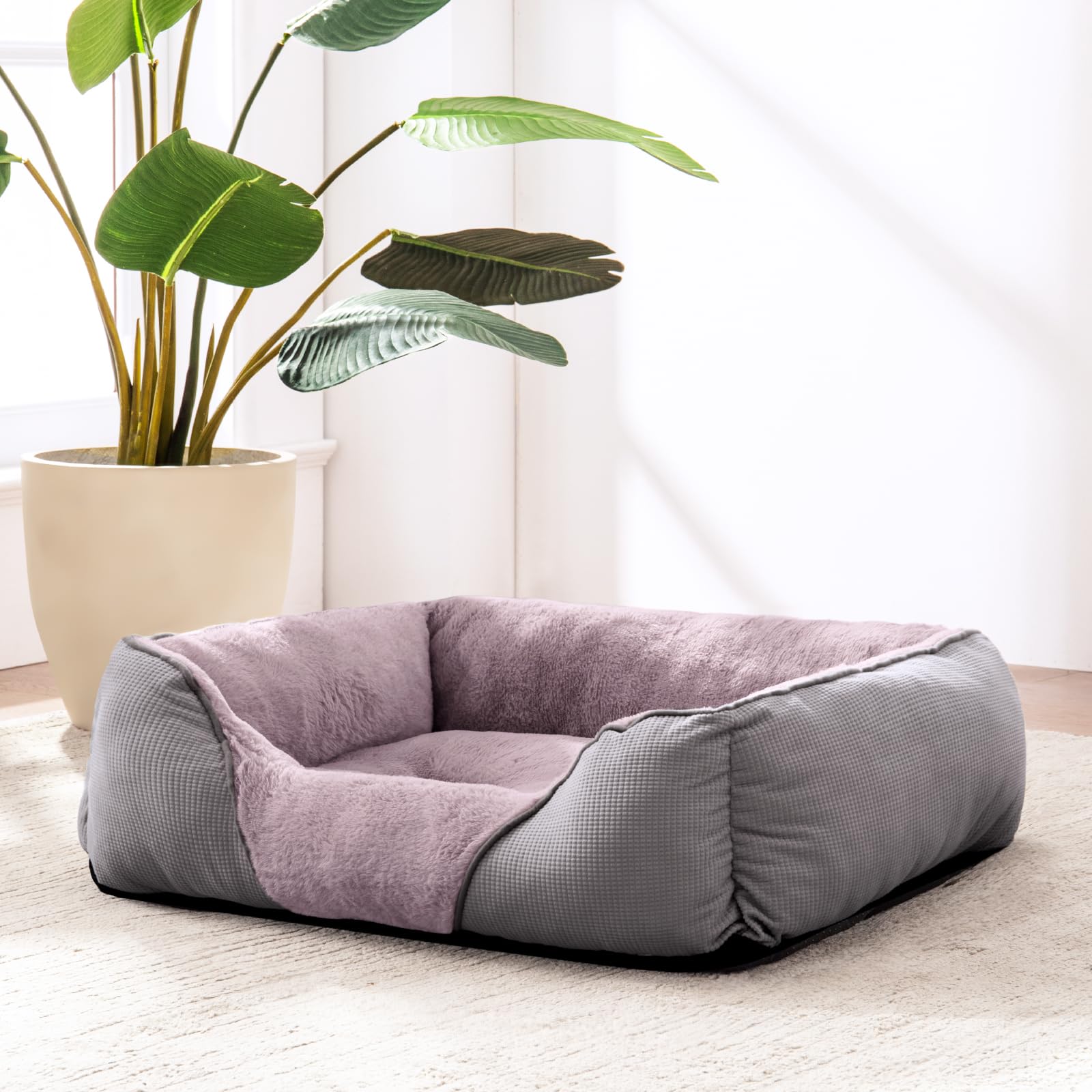MIXJOY borde-alzado-cama-perro protege cabeza y cuello durante el descanso.
