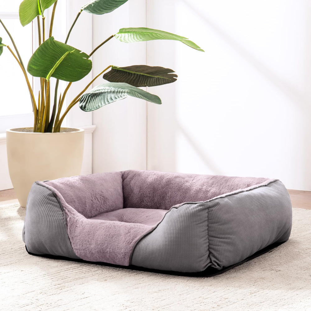MIXJOY borde-alzado-cama-perro protege cabeza y cuello durante el descanso.