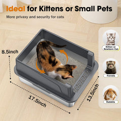 Caja MIXJOY de acero inoxidable tamaño XL, espaciosa para gatos grandes.
