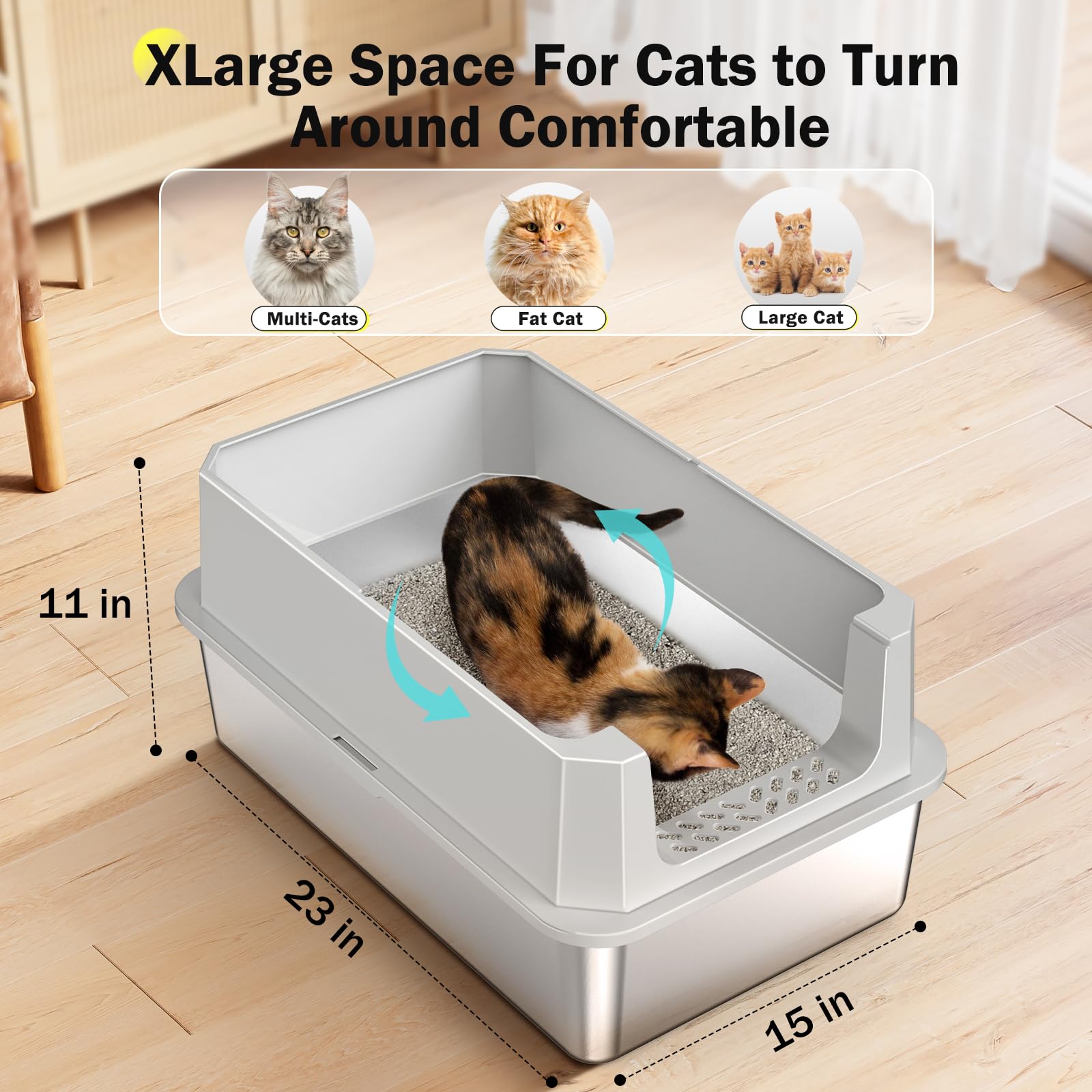 MIXJOY caja arenero extragrande, compatible con gatos grandes y múltiples.