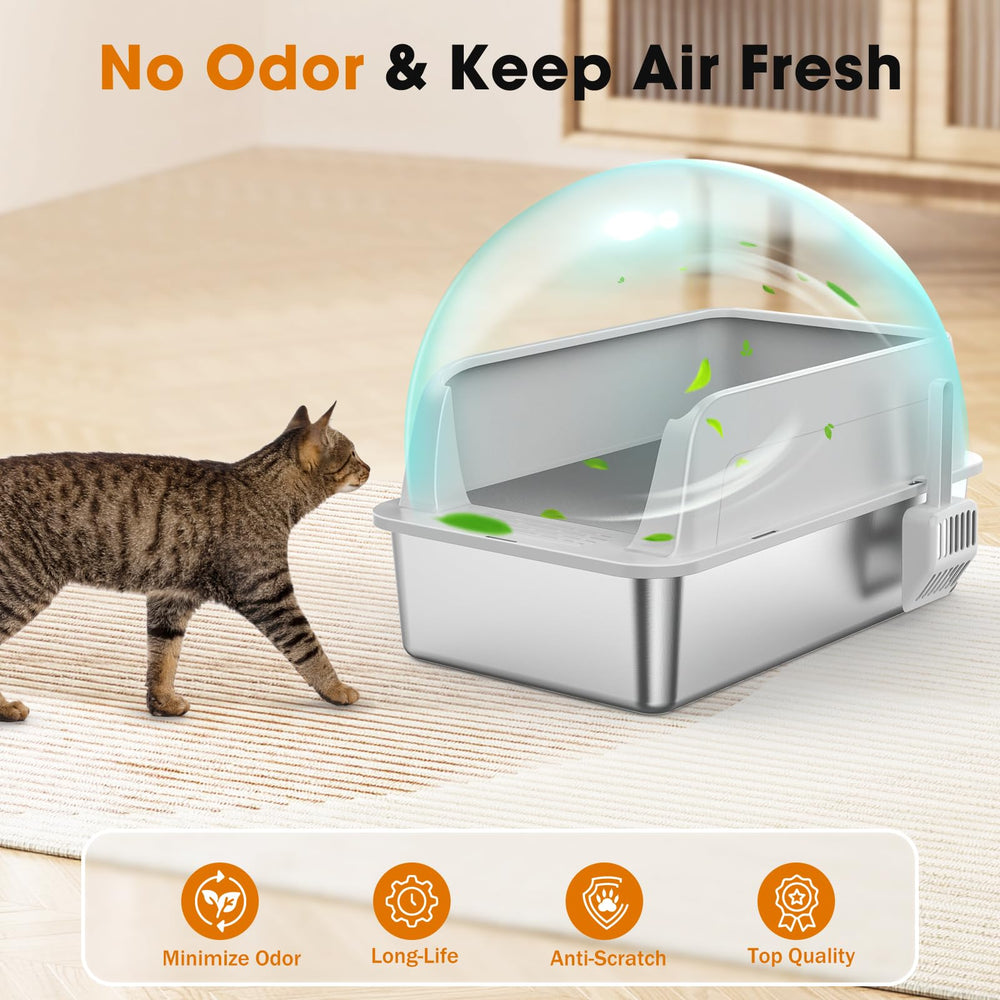 MixJOY caja de litter metálica antiolor con superficie antiadherente.