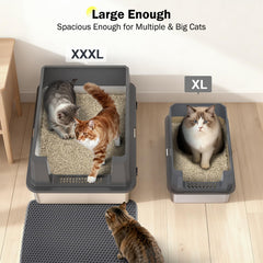 MIXJOY caja de arena grande, interior amplio, ideal para gatos grandes.