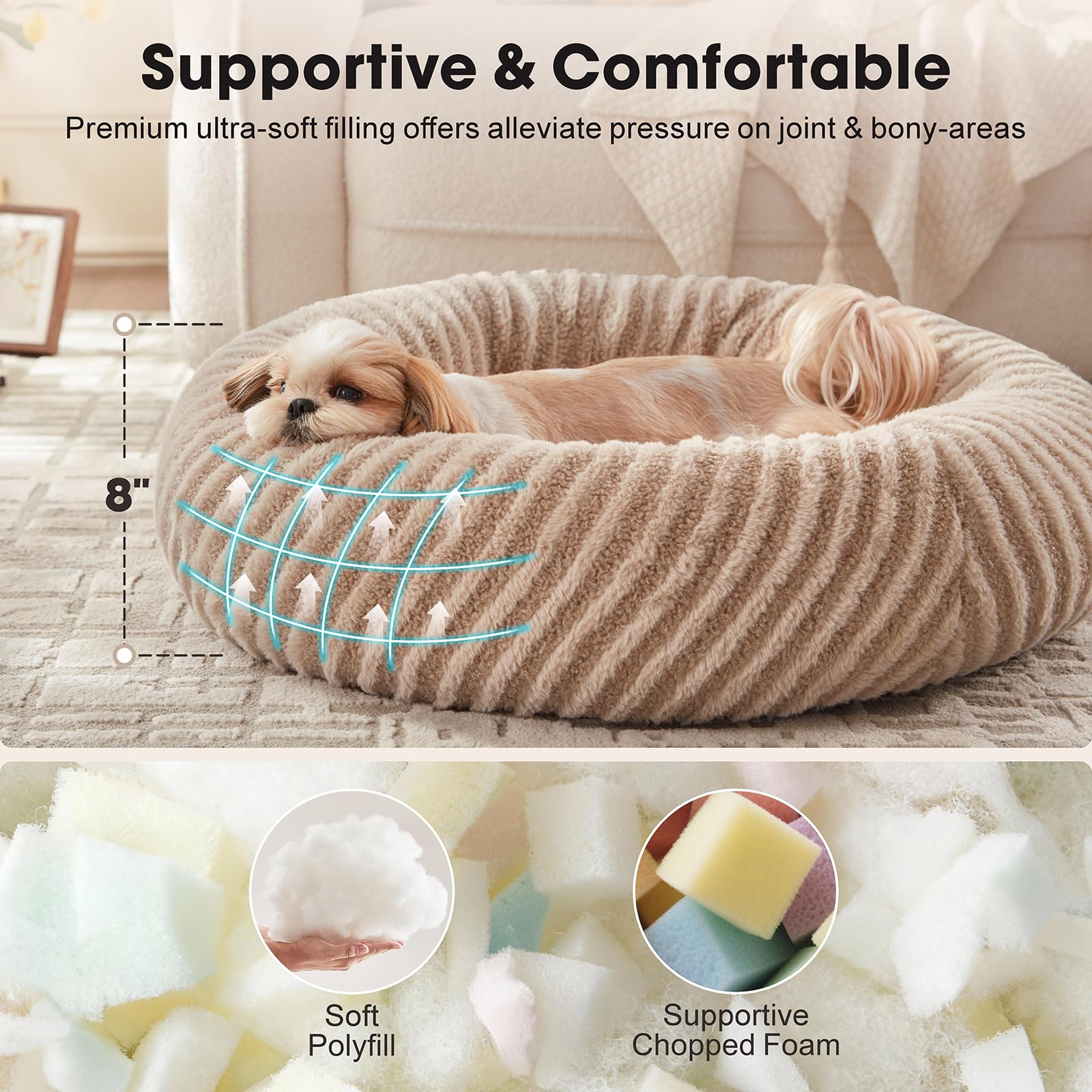 MIXJOY cama-donut para gato interior, rincón cómodo para acurrucarse.