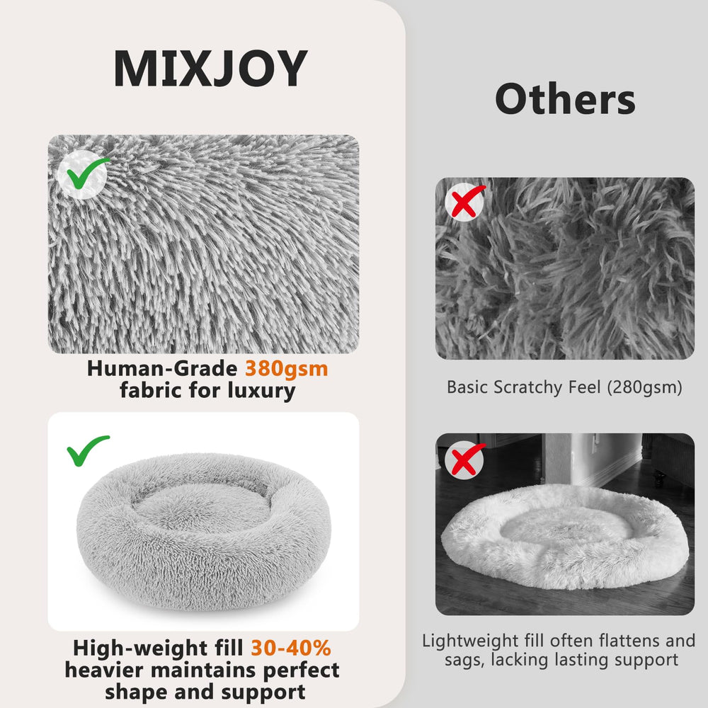 MIXJOY cama donut 20'' gris, base antideslizante evita movimientos durante la siesta