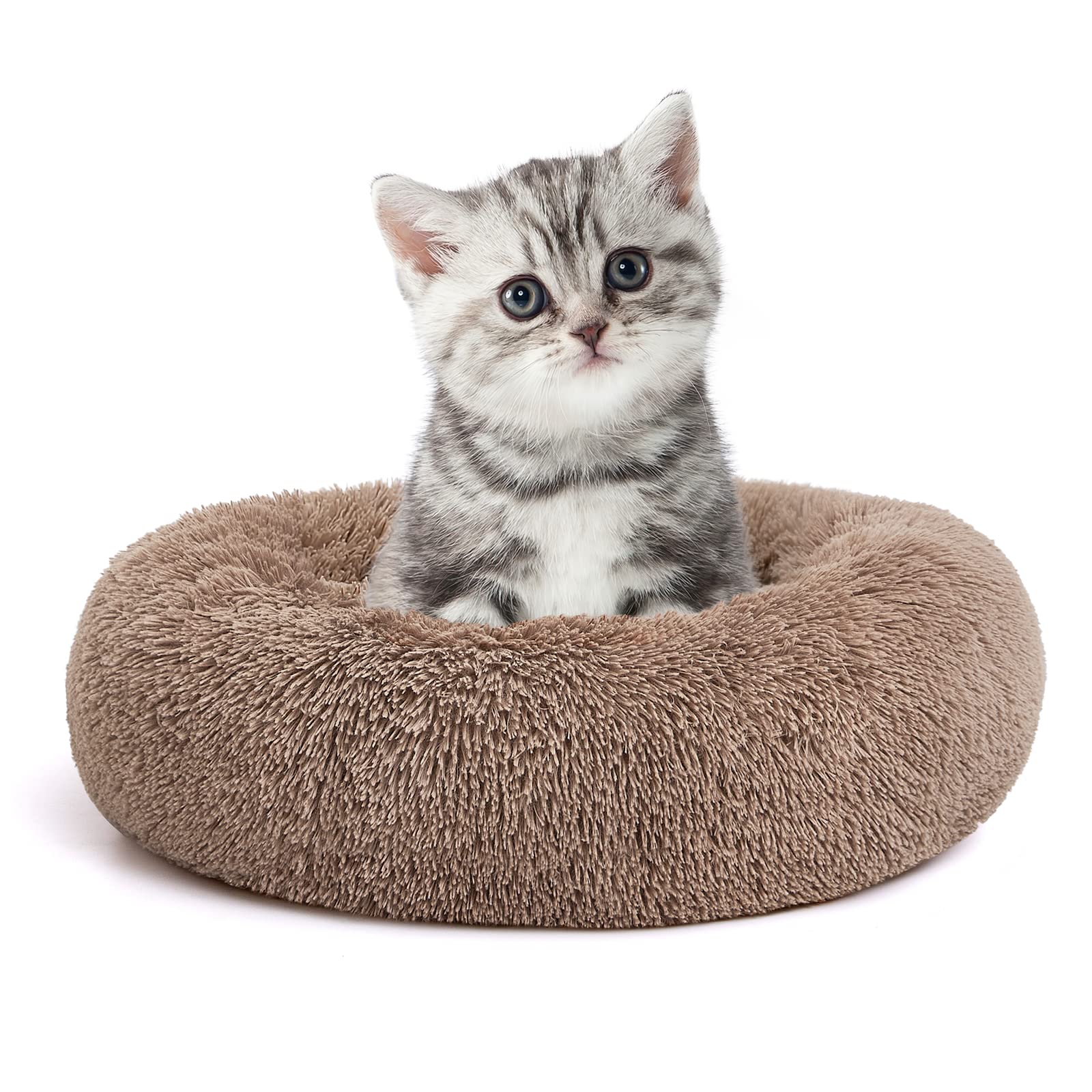 Cama MIXJOY para gatos en forma redonda de 20 pulgadas, suave y acogedora para siestas largas