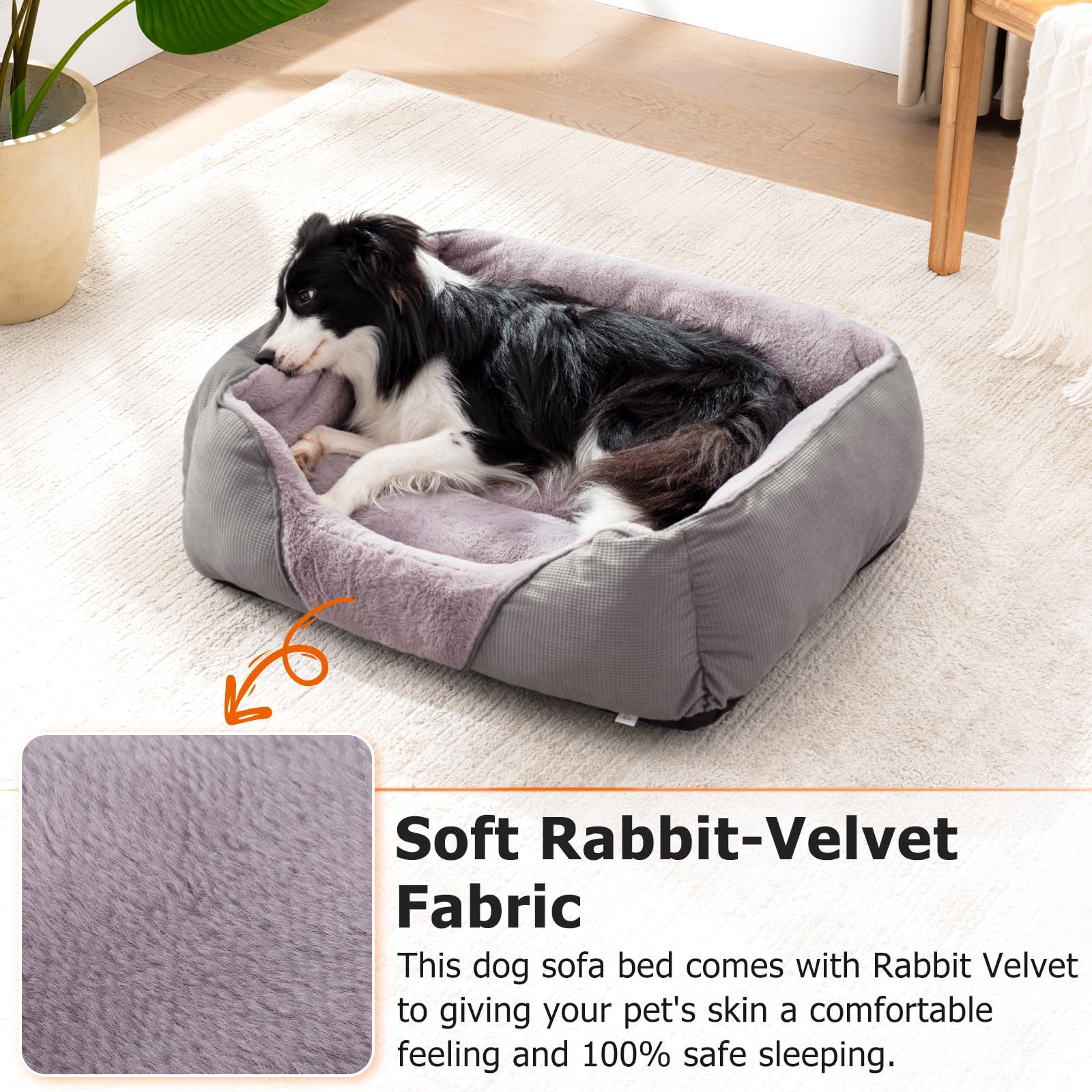 MIXJOY cama-perro-grande-rectangular-confort brinda soporte y seguridad al dormir.
