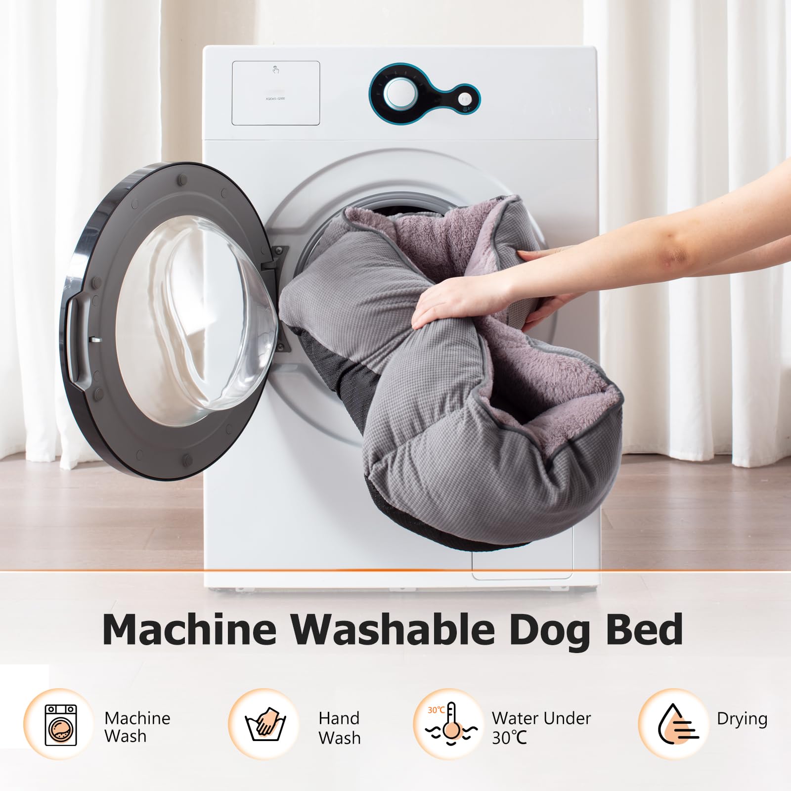 MIXJOY cama-perro-grande-terciopelo-conejo: textura lujosa y duradera.