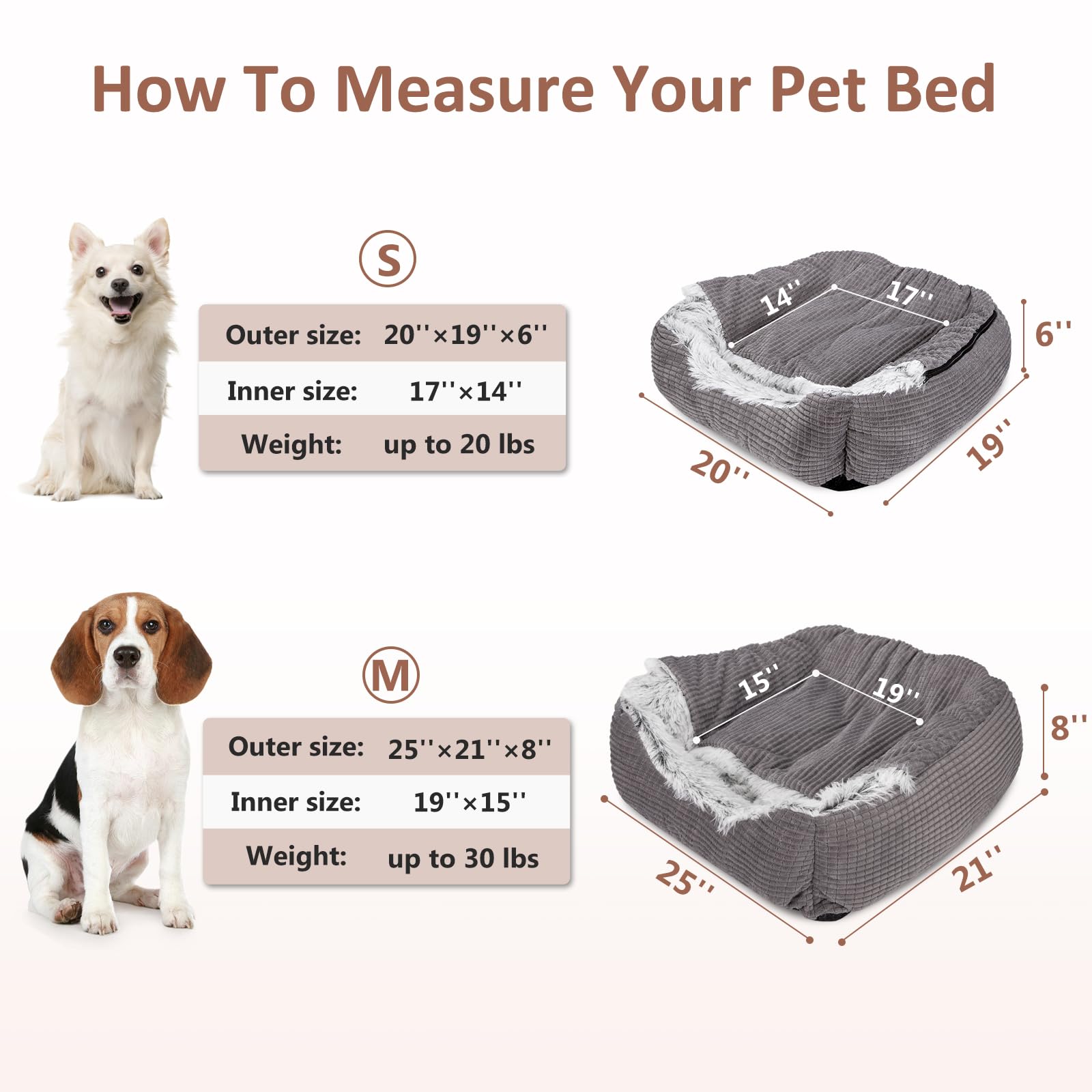 MIXJOY cama de 25 pulgadas para perros medianos