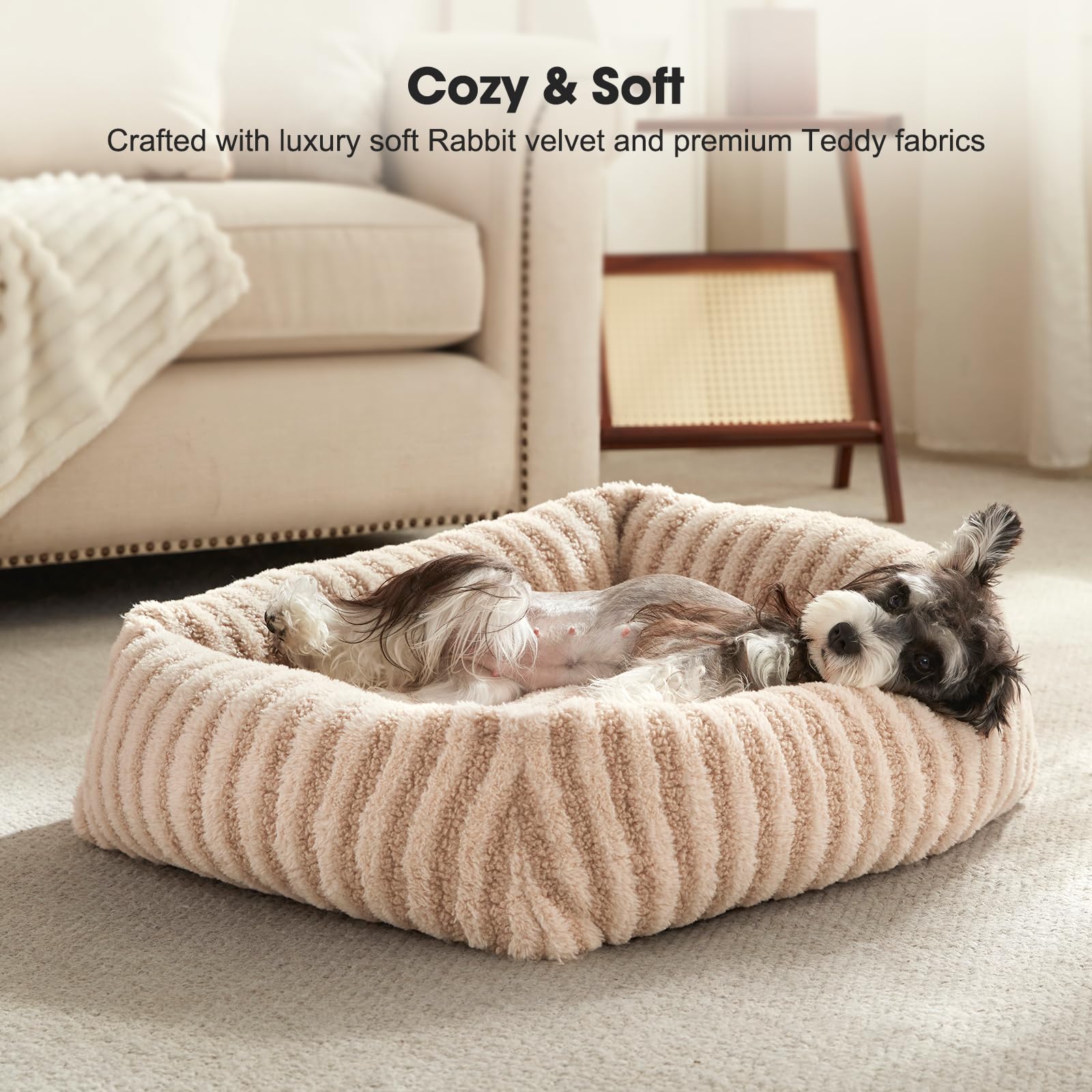 MIXJOY cama para perro pequeño con borde elevado para apoyo de cuello