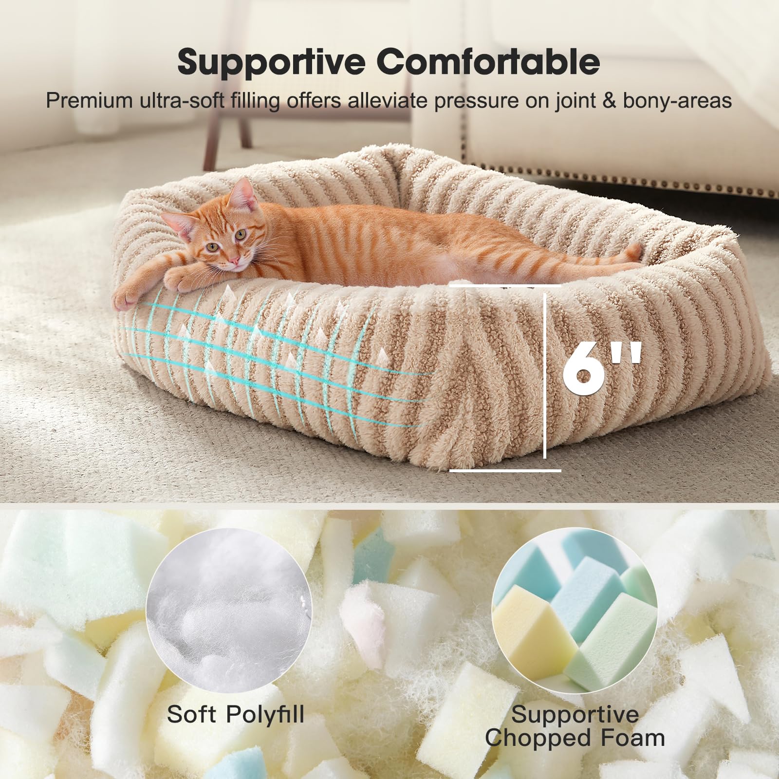 MIXJOY cama para perros pequeños con forro de pelo sintético suave