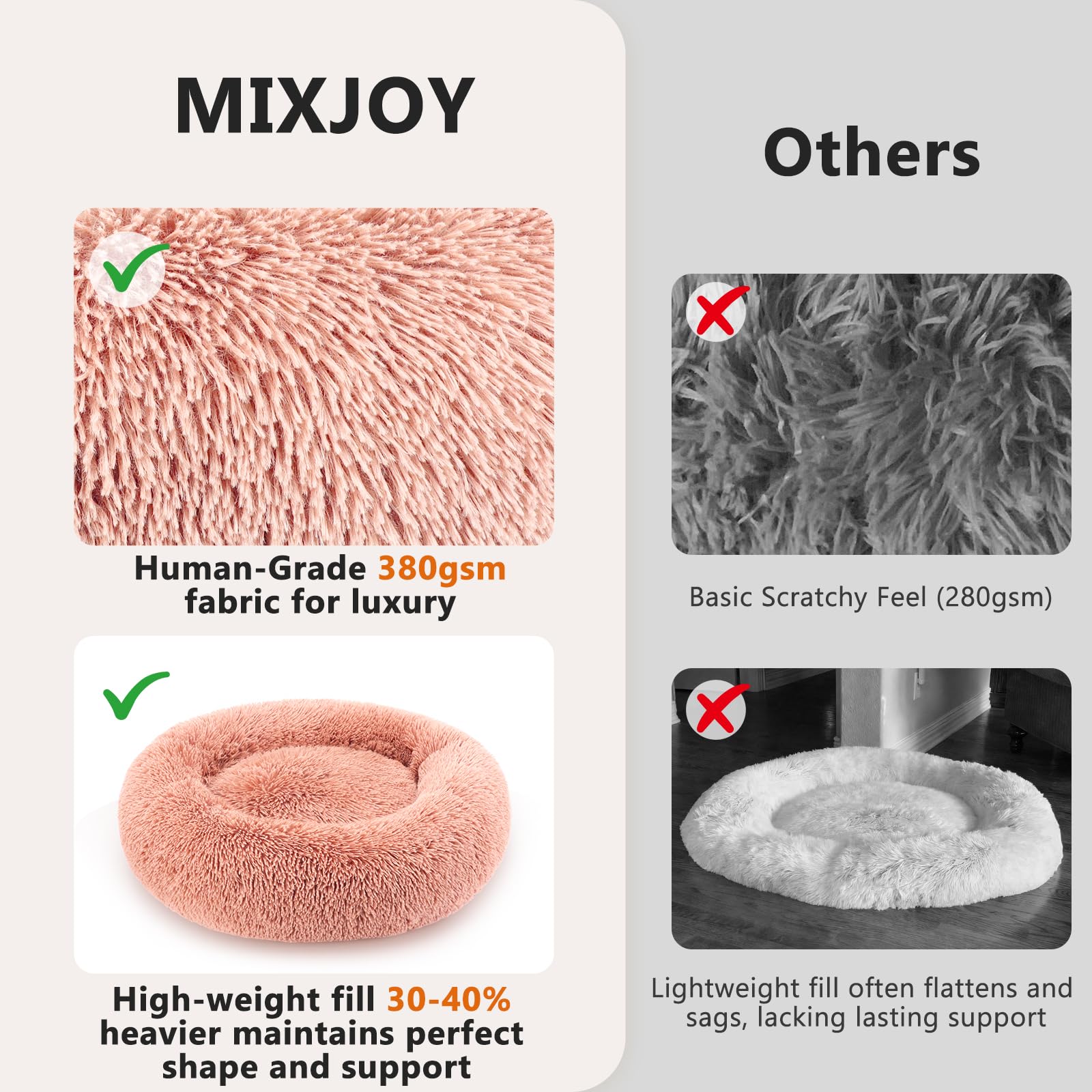 MIXJOY cobertura de pelo sintético suave en rosado para mayor confort.
