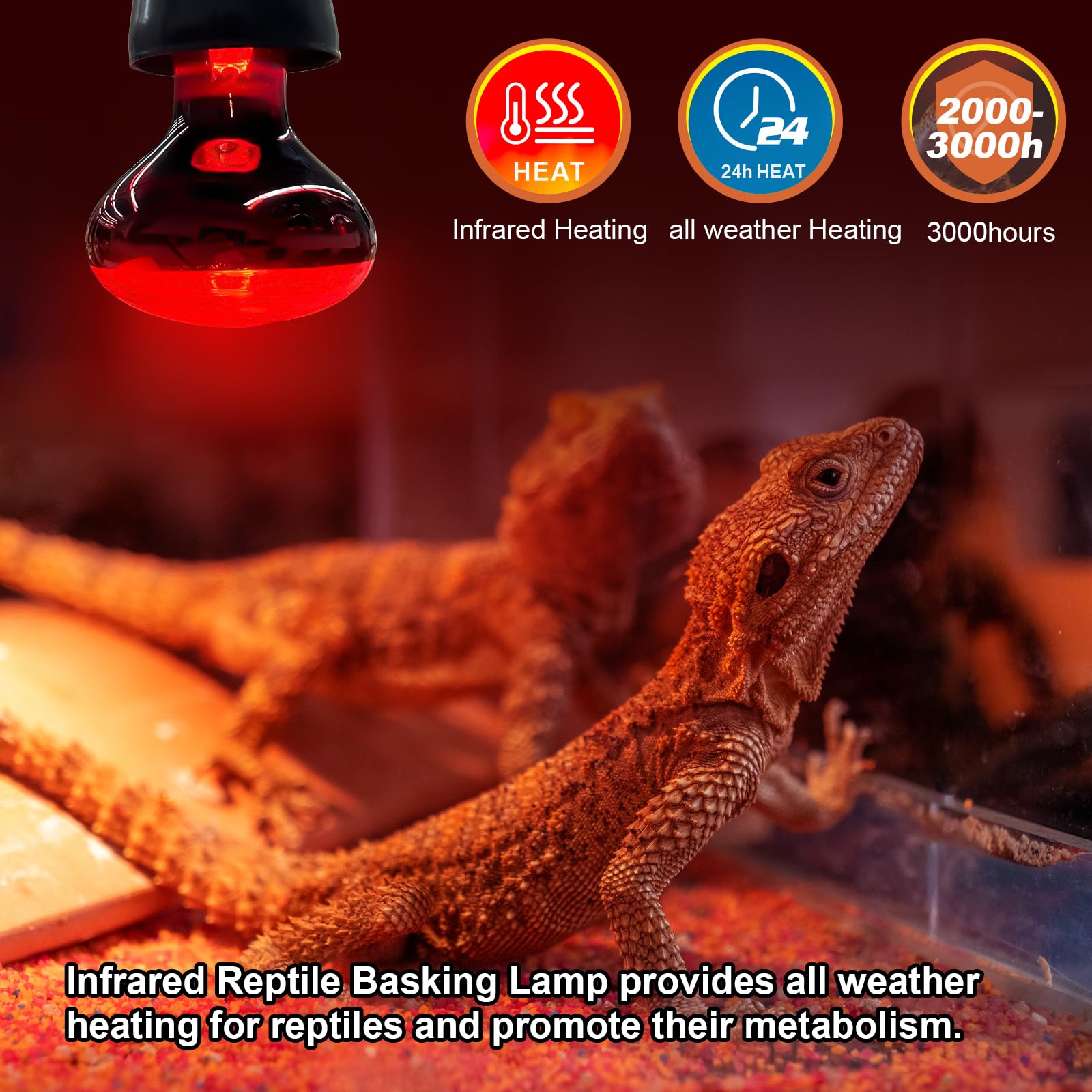 Lámpara MIXJOY de basking para reptiles, calor suave en zonas de descanso.