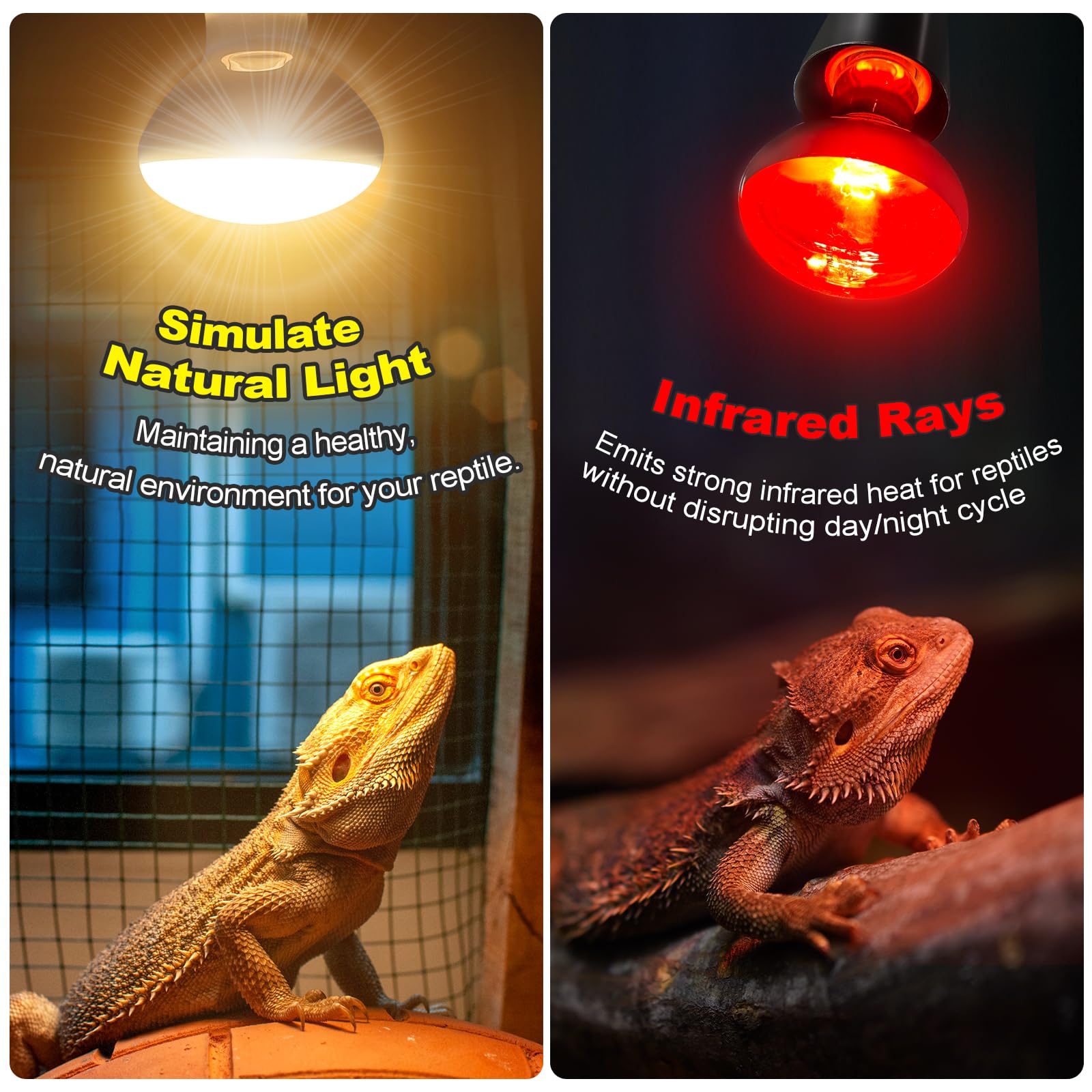 Lámpara MIXJOY de calor infrarrojo para reptiles, ideal para confort.