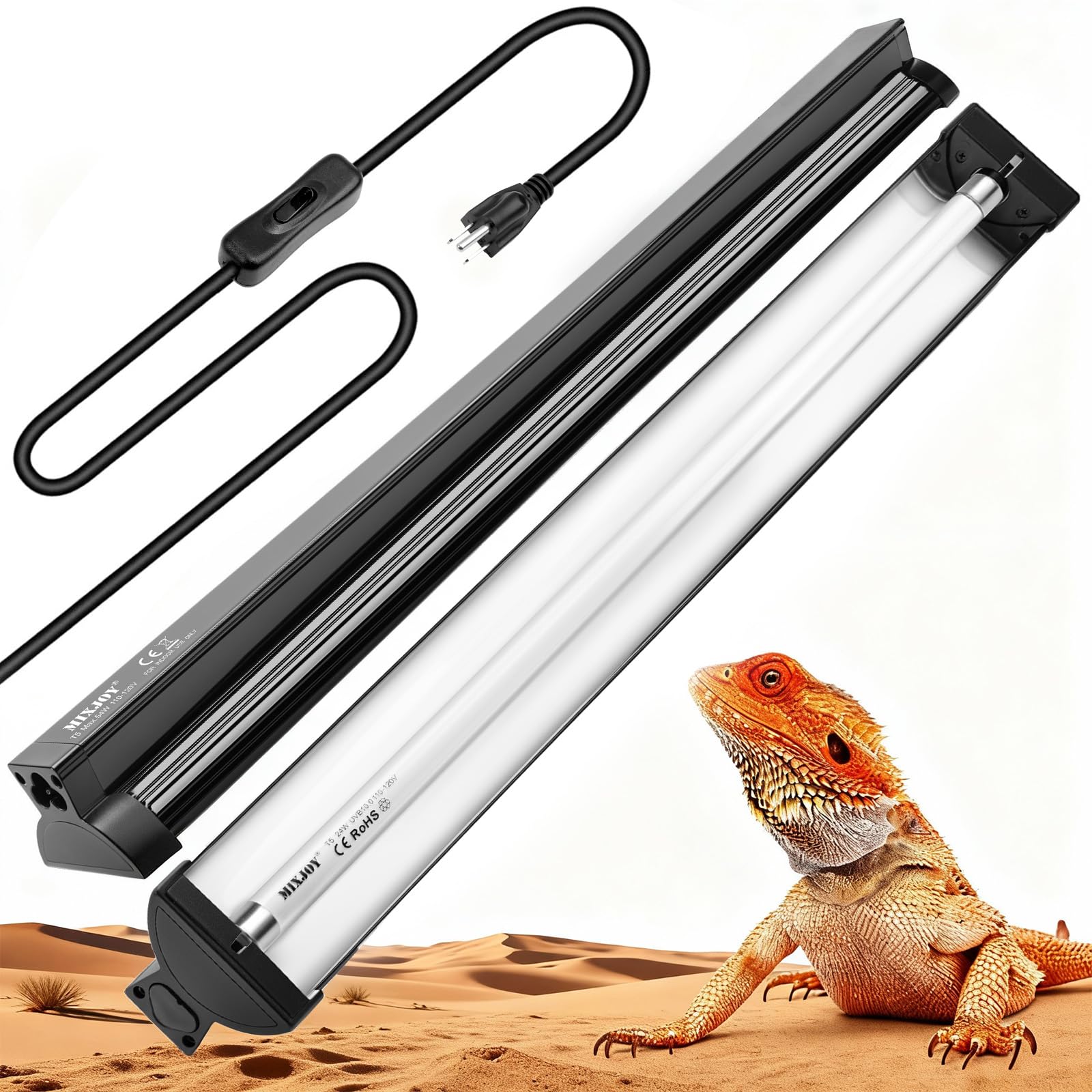 Lámpara MIXJOY T5 HO UVB de 22 pulgadas para reptiles desérticos