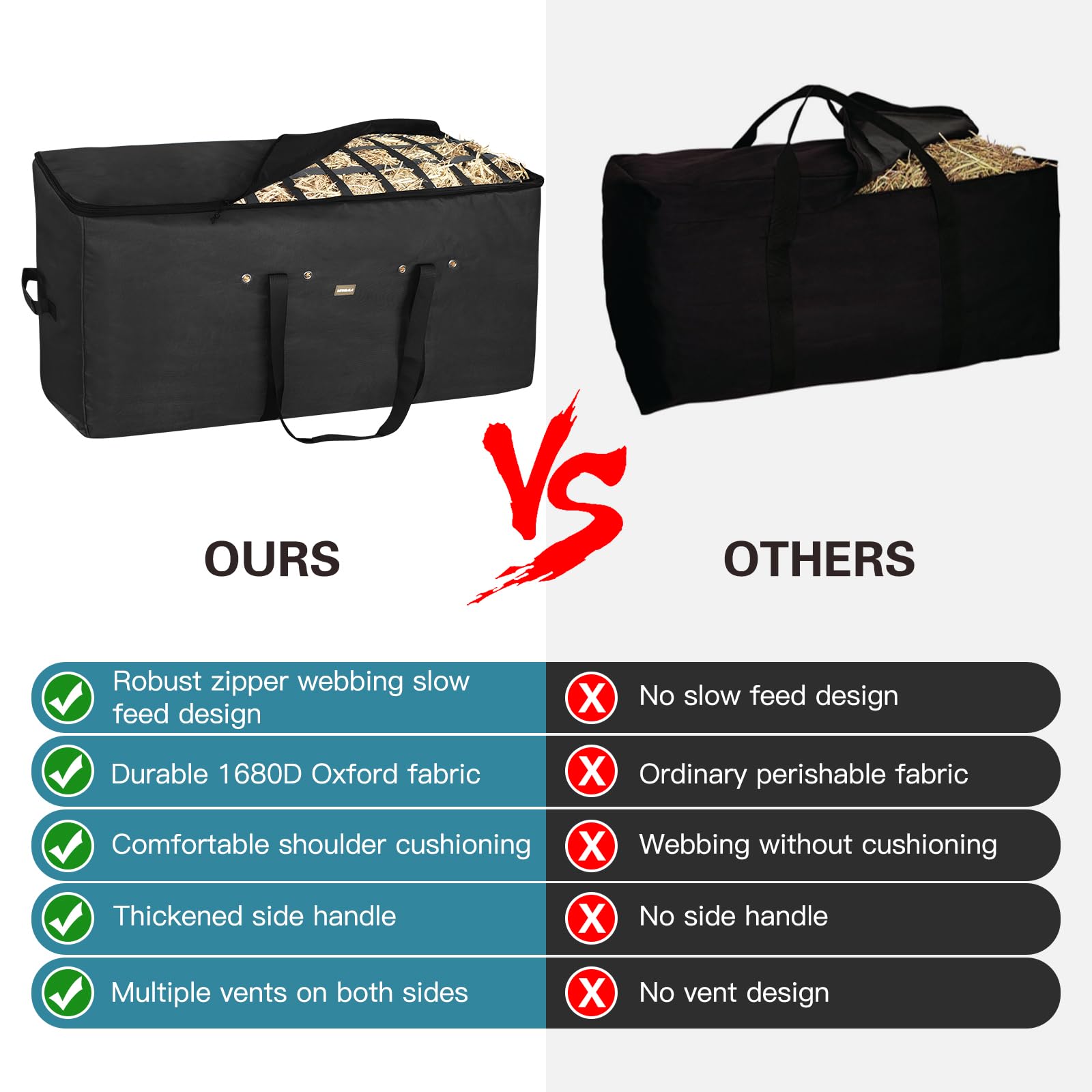 MIYABALA portabilidad-asa-acolchada facilita mover la bolsa entre establos.