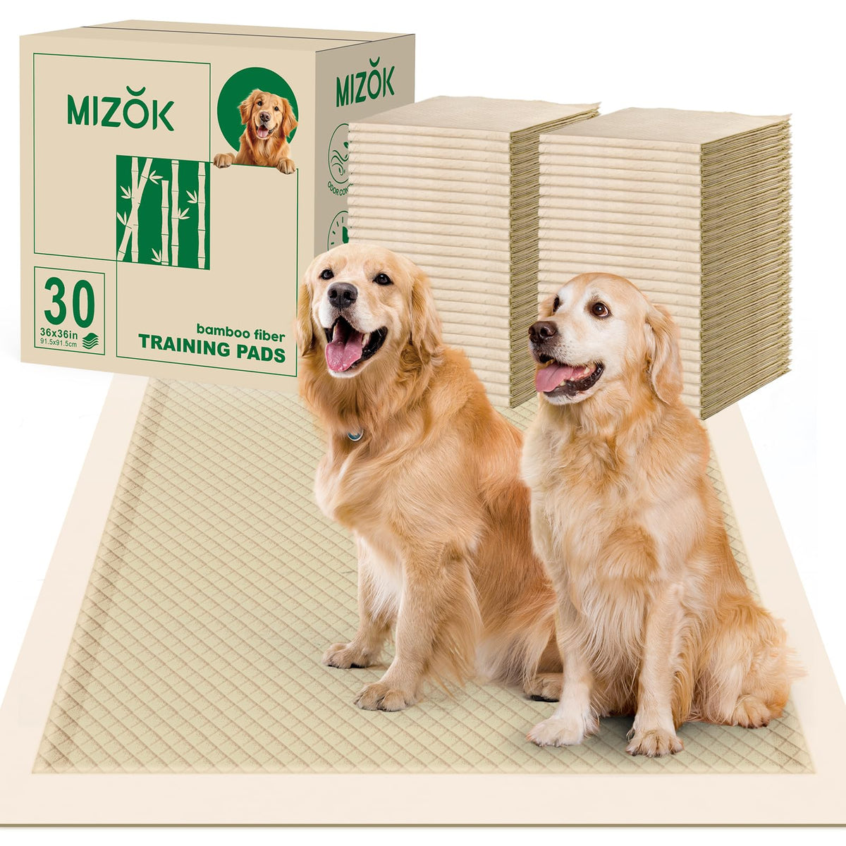 Almohadilla para orina de perro MIZOK en bambú, 36x36, ideal para entrenamiento