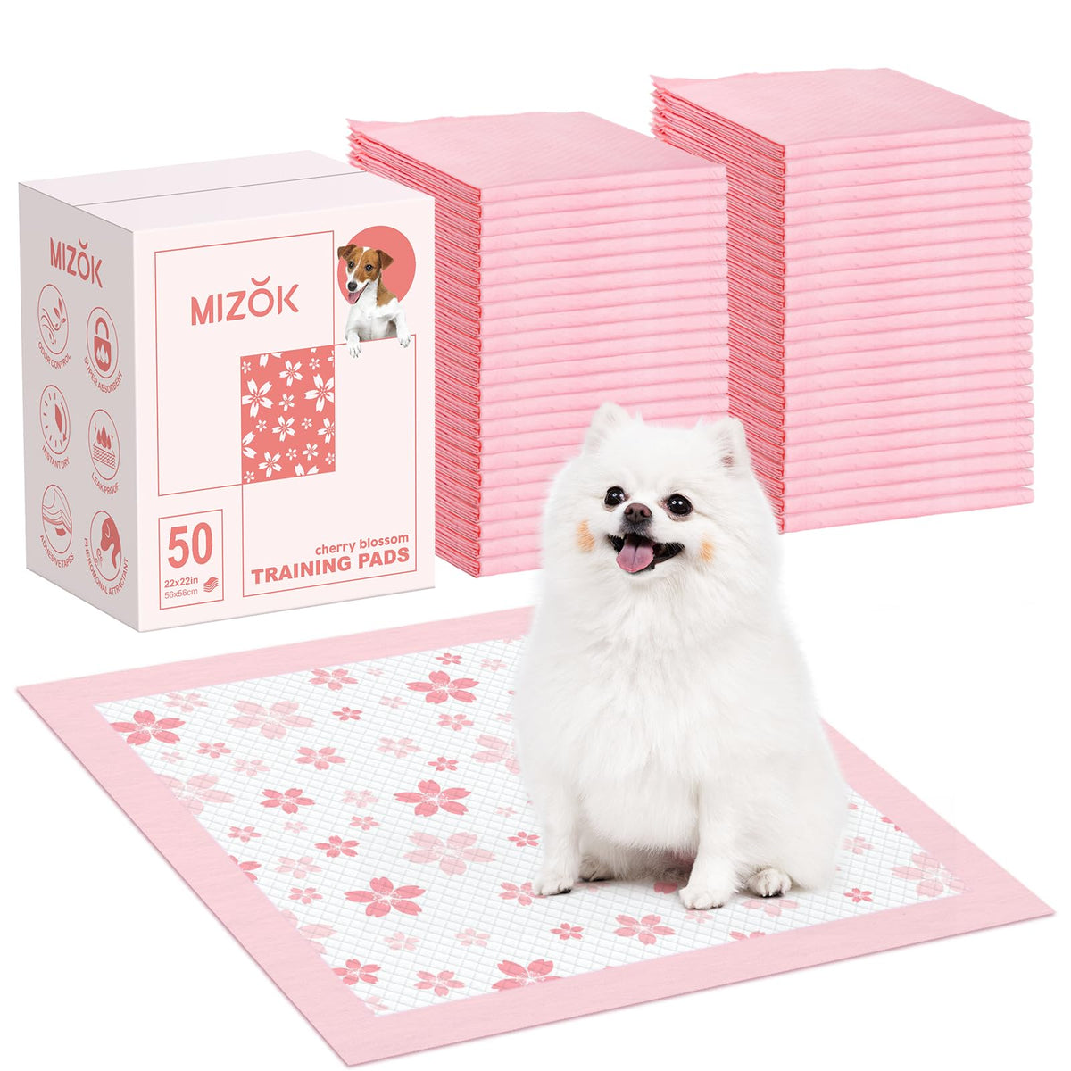 Pañales Mizok para entrenamiento con diseño rosa cerezo, confort y absorción para perros pequeños.
