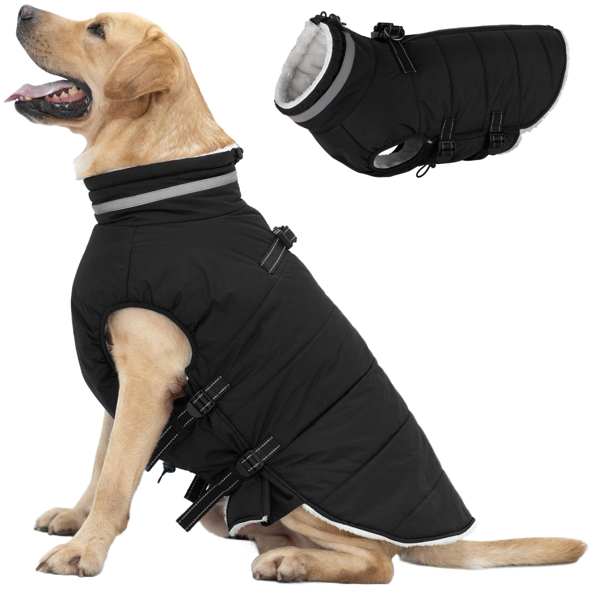 Capa para perro grande de Mklhgty con arnés integrado, ajuste cómodo para salidas.
