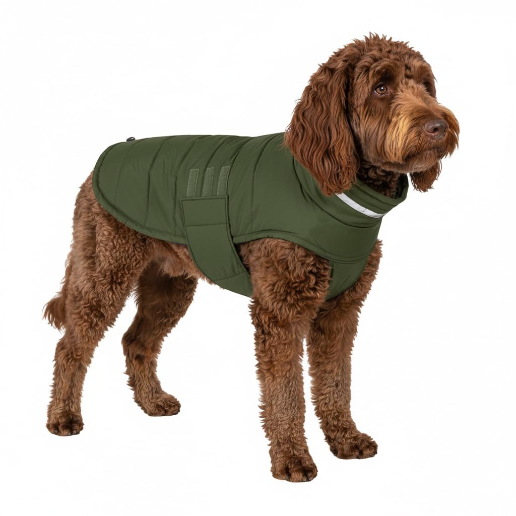 Chaqueta impermeable Mklhgty para perros medianos, en verde, mantiene al animal seco