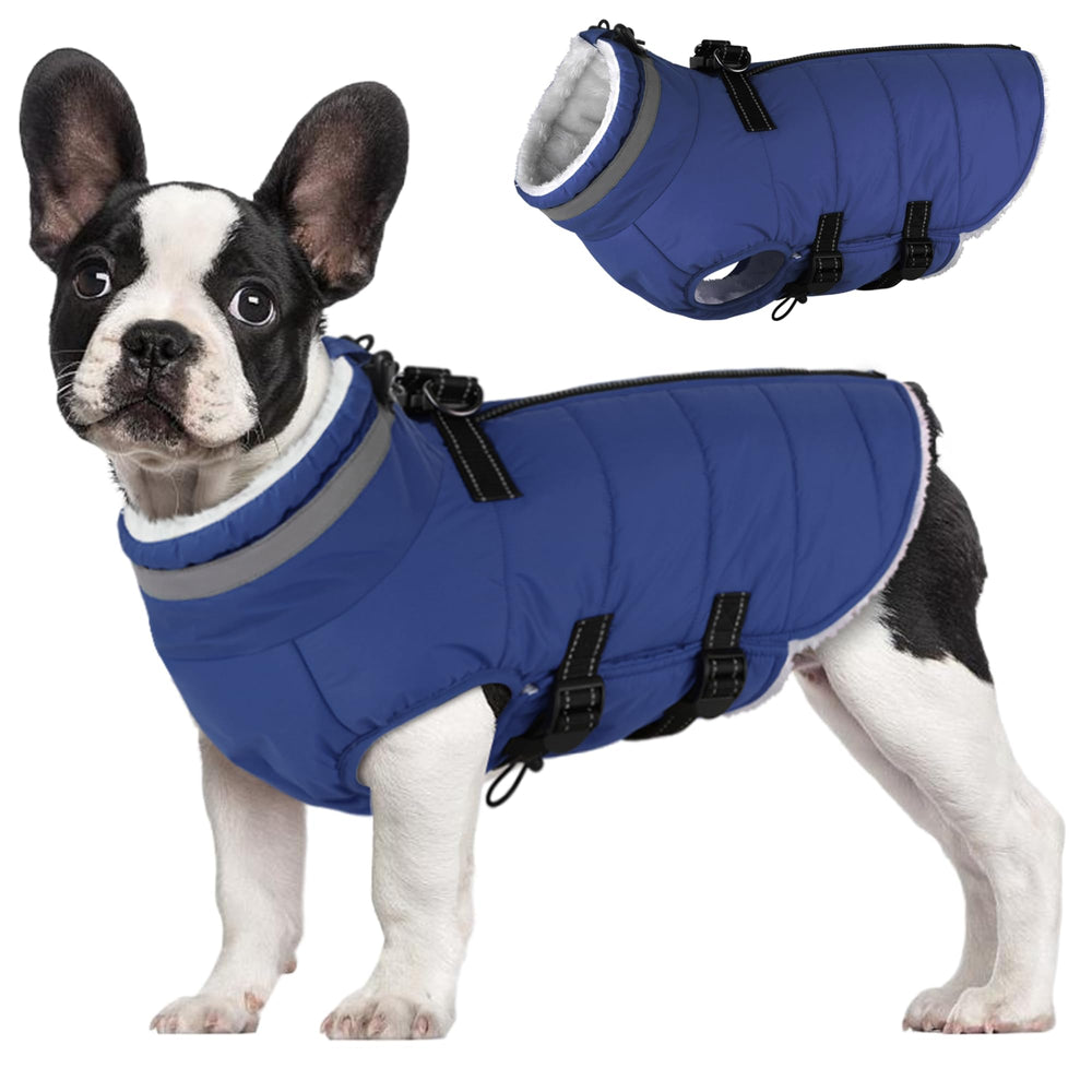 Abrigo impermeable Mklhgty para perro pequeño con arnés integrado y cremallera trasera.
