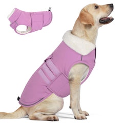 Chaleco para perro Mklhgty en lila, vista frontal, cómodo para paseos diarios.