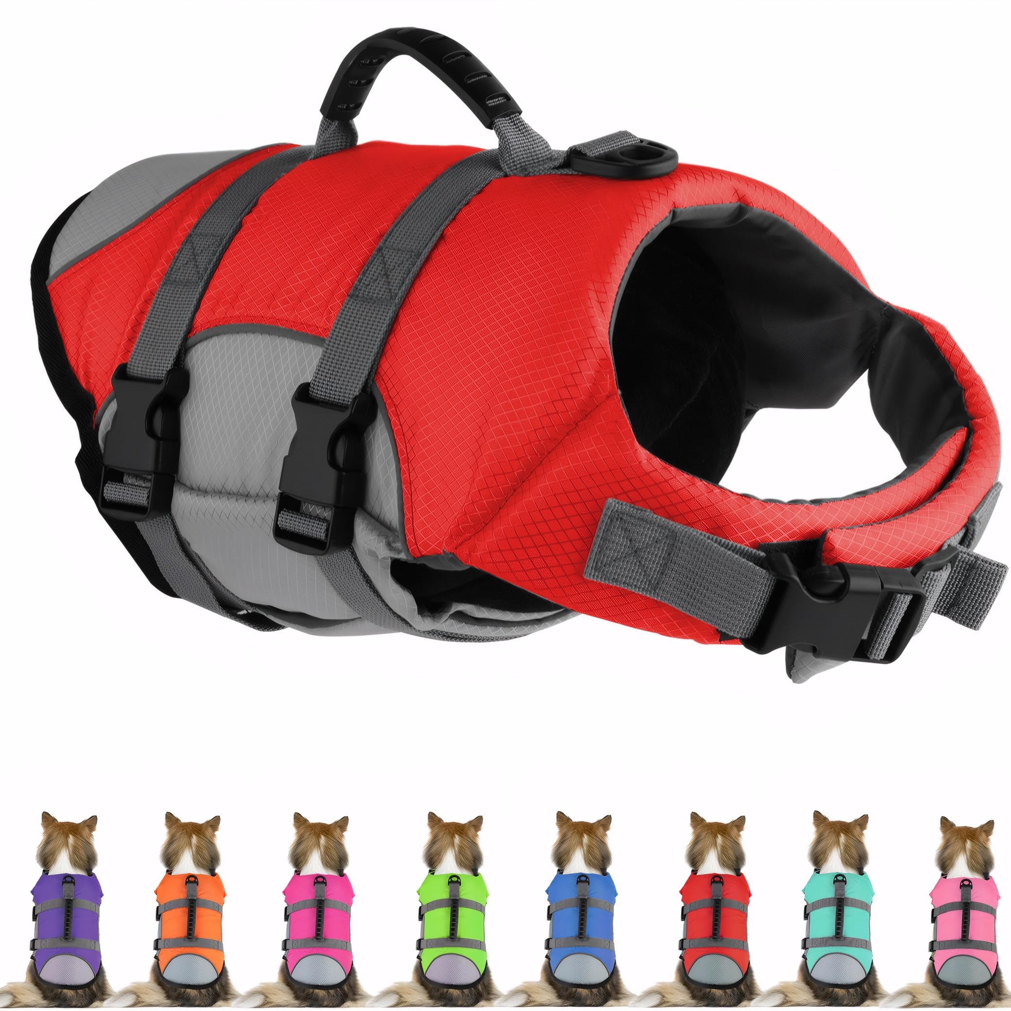 Chaleco salvavidas Mklhgty visto de frente, ideal para nadar con seguridad.