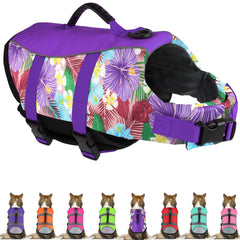 Chaleco salvavidas para perros Mklhgty con diseño hawaiano floral, ideal para nadar con seguridad